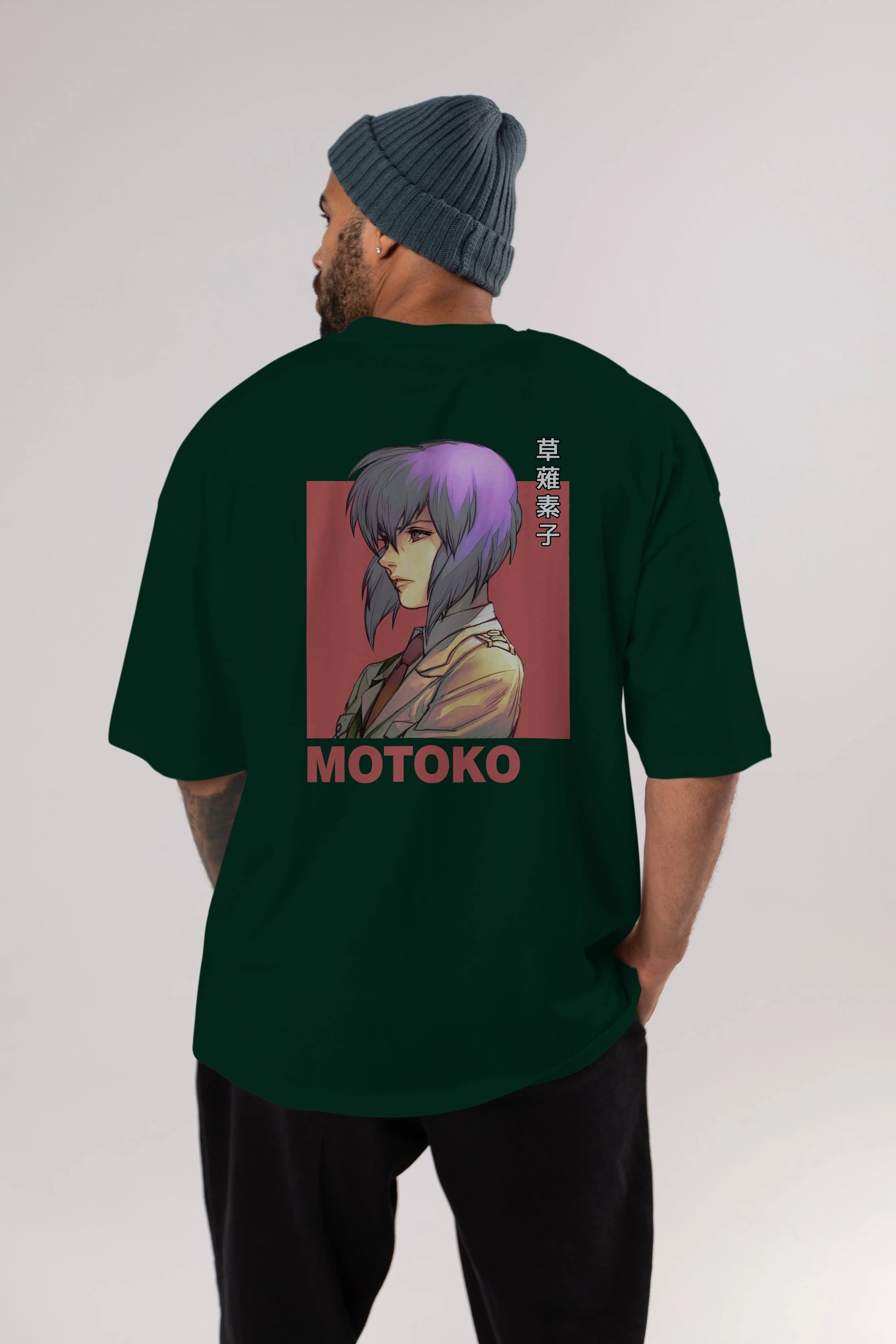 Motoko Kusanagi 12 Anime Arka Baskılı Oversize t-shirt Erkek Kadın Unisex