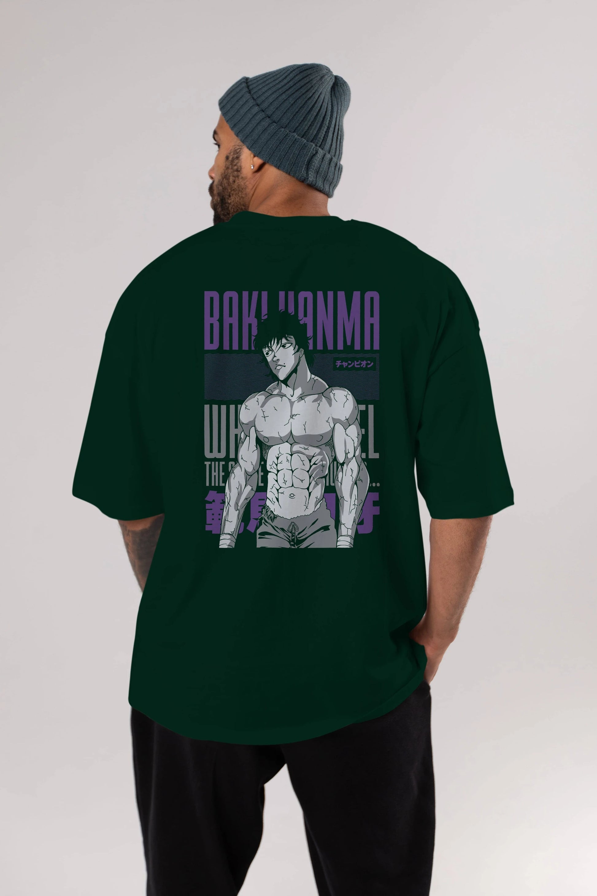 BAKI HANMA (2) Anime Arka Baskılı Oversize t-shirt Erkek Kadın Unisex
