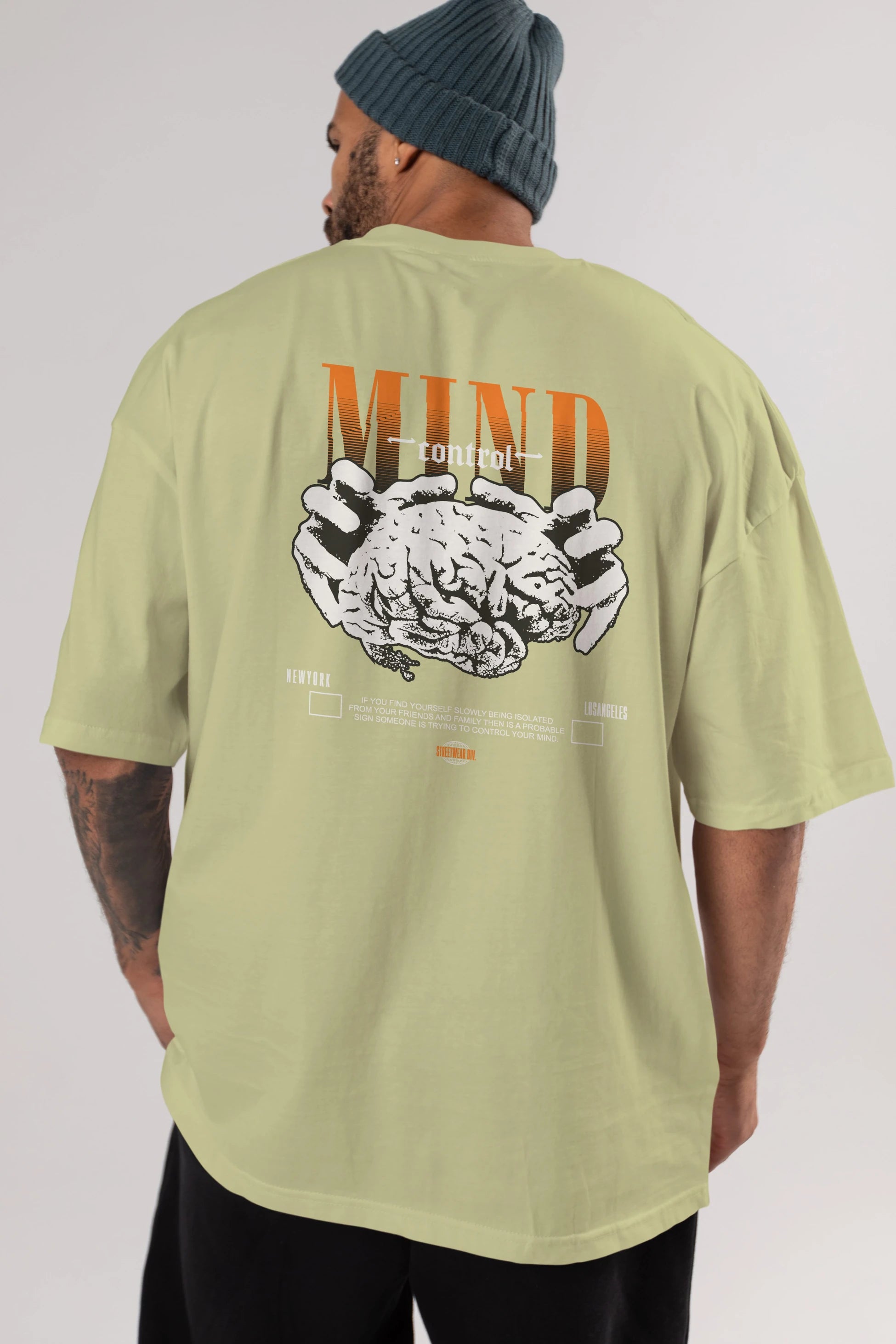 Mind Control Arka Baskılı Oversize t-shirt Erkek Kadın Unisex