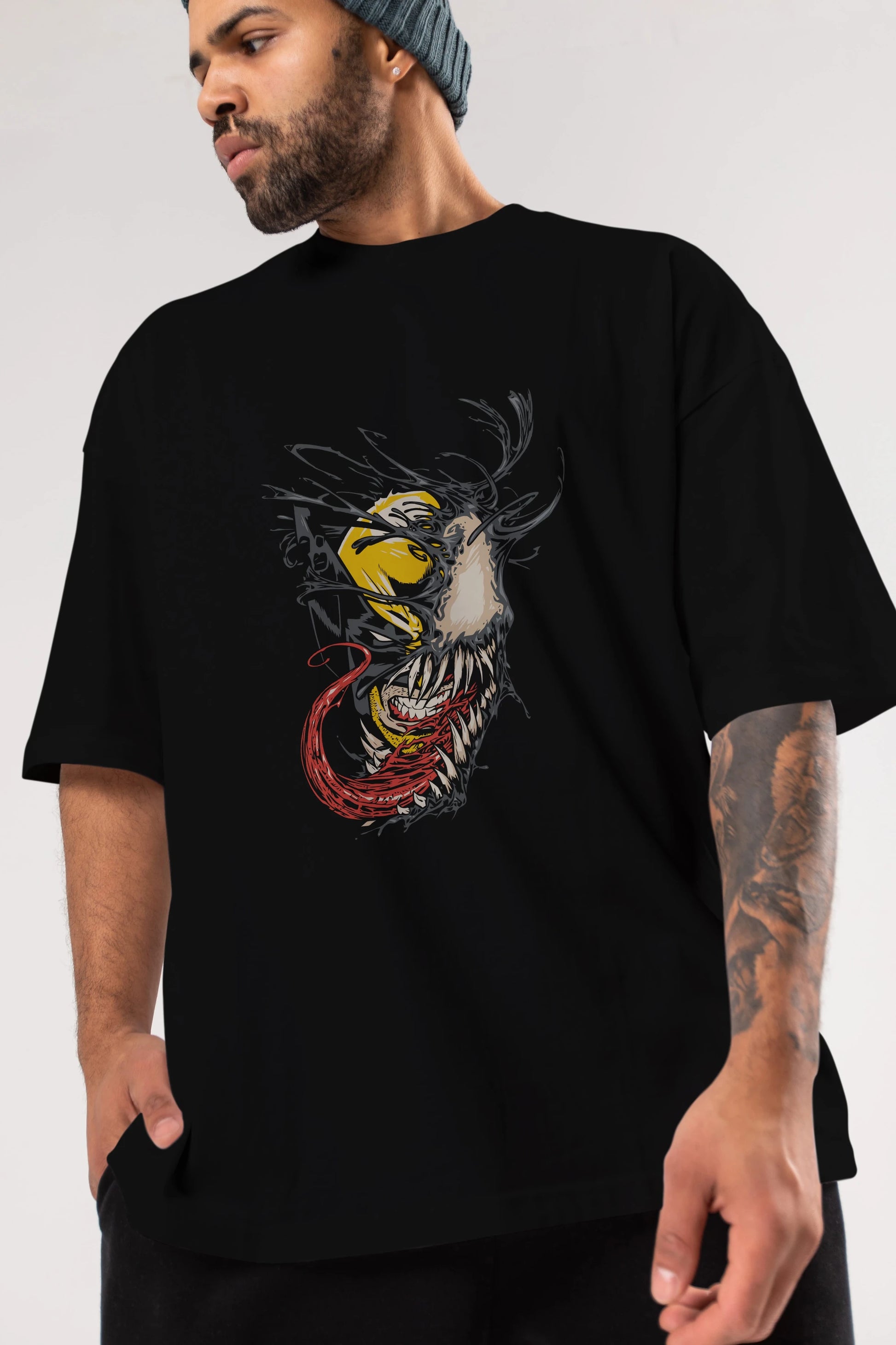 Venom (4) Ön Baskılı Oversize t-shirt Erkek Kadın Unisex %100 Pamuk Bisiklet Yaka tişort