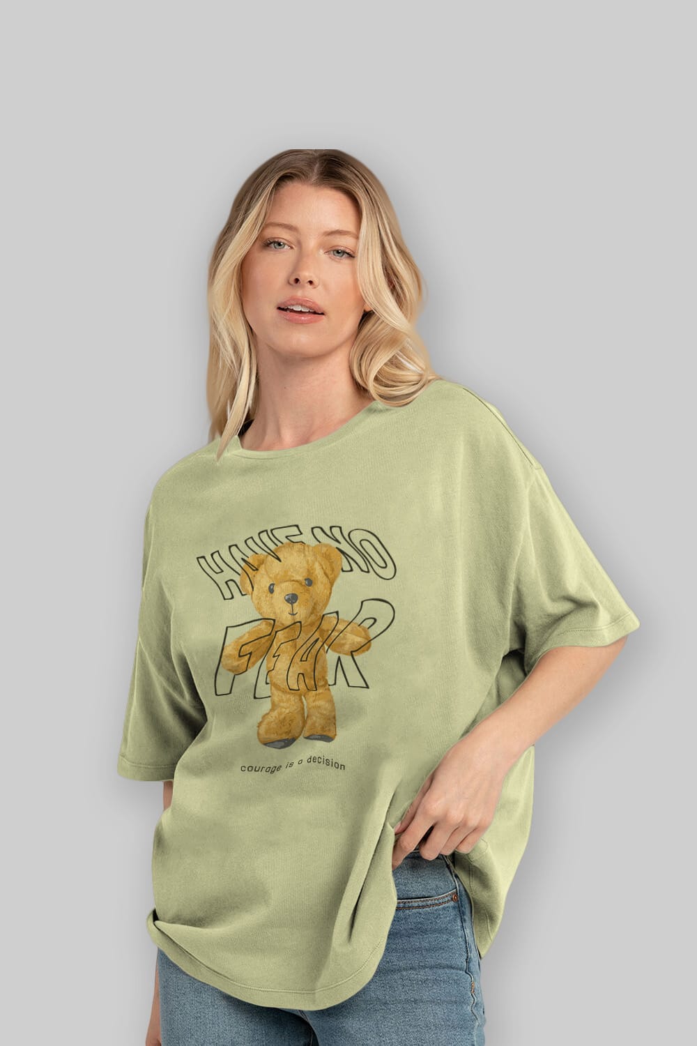 Have no Fear Bear Ön Baskılı Oversize t-shirt Erkek Kadın Unisex