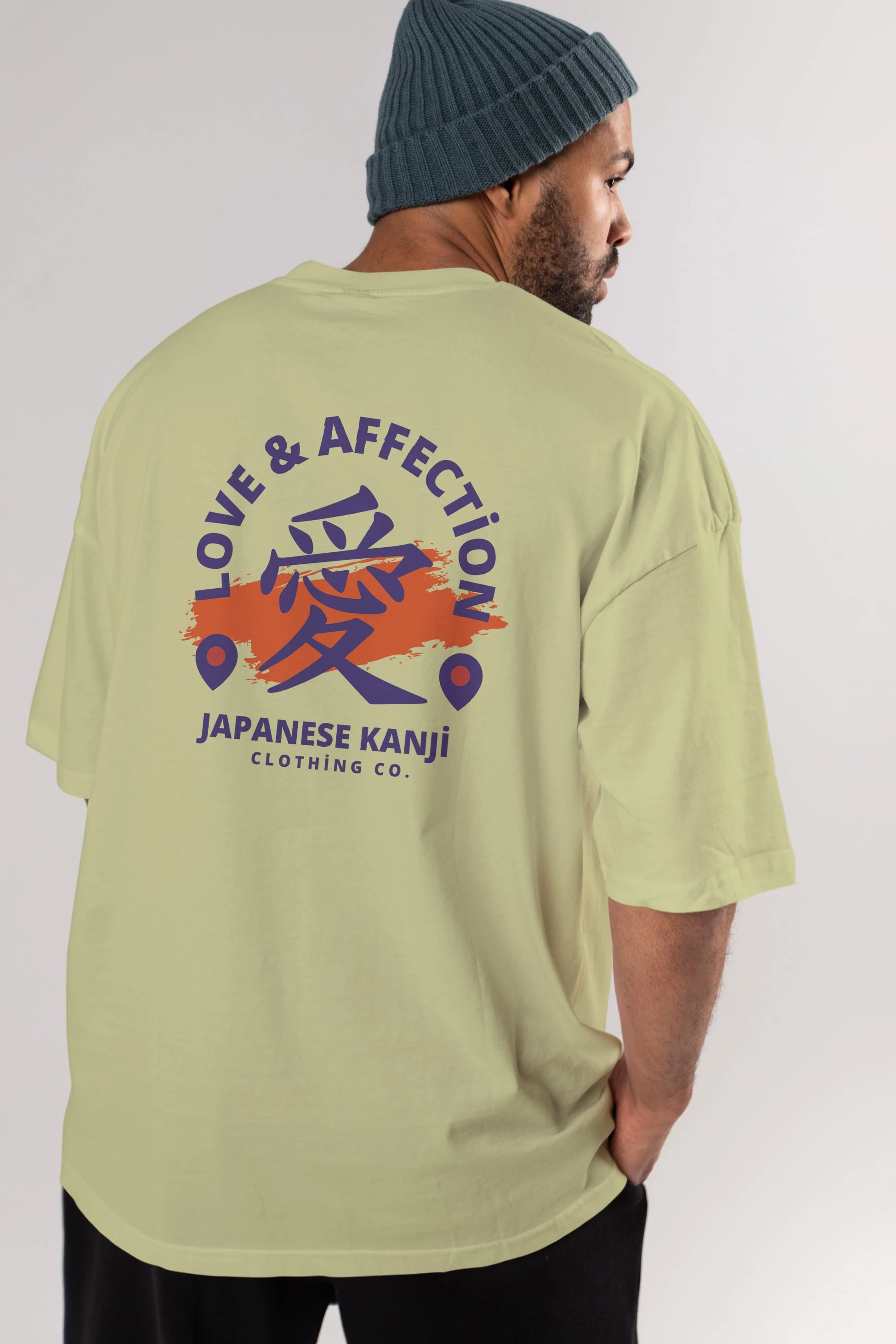 Love Affection Japanese Yazılı Arka Baskılı Oversize t-shirt Erkek Kadın Unisex
