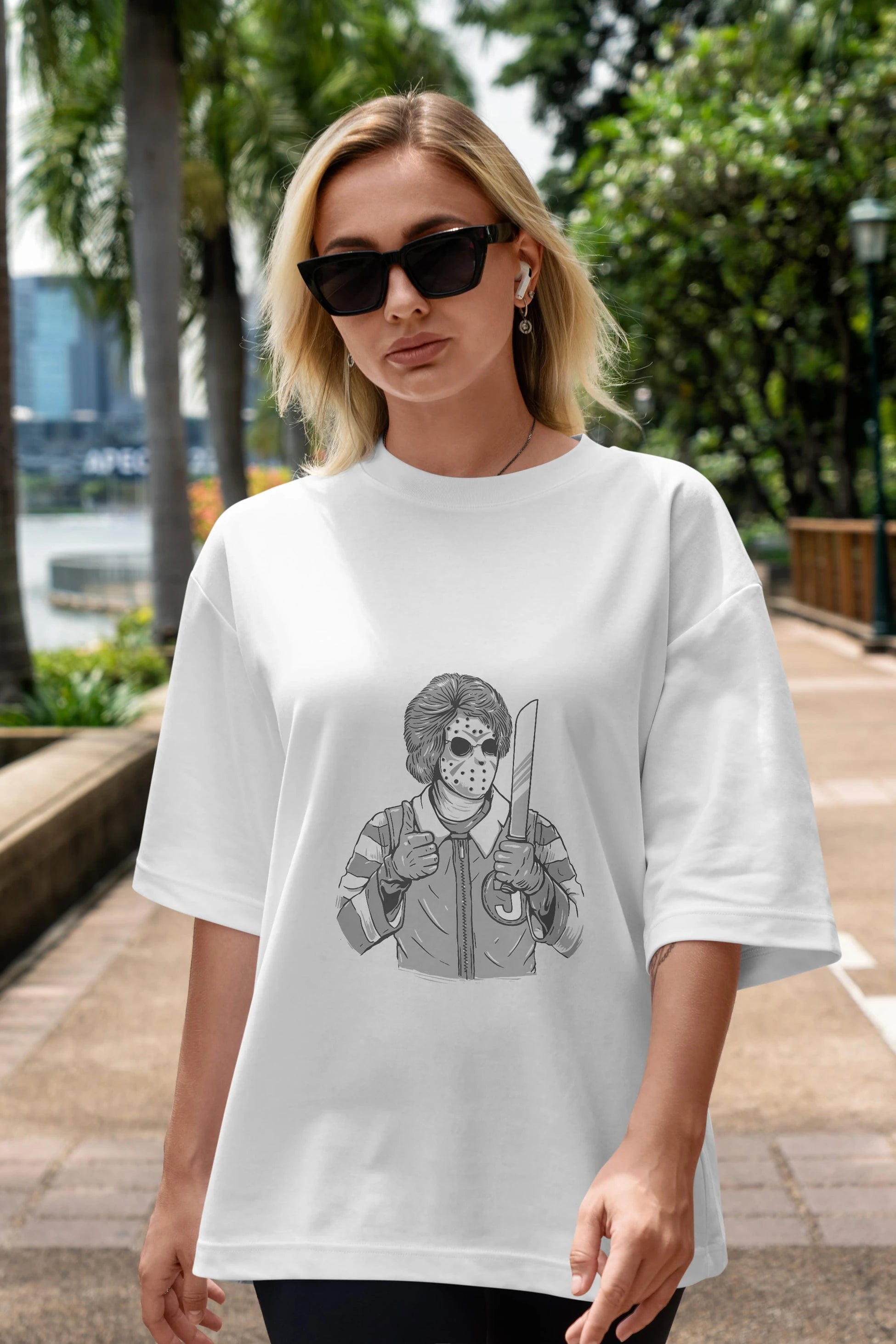 Clown Killer Ön Baskılı Oversize t-shirt Erkek Kadın Unisex %100 Pamuk tişort