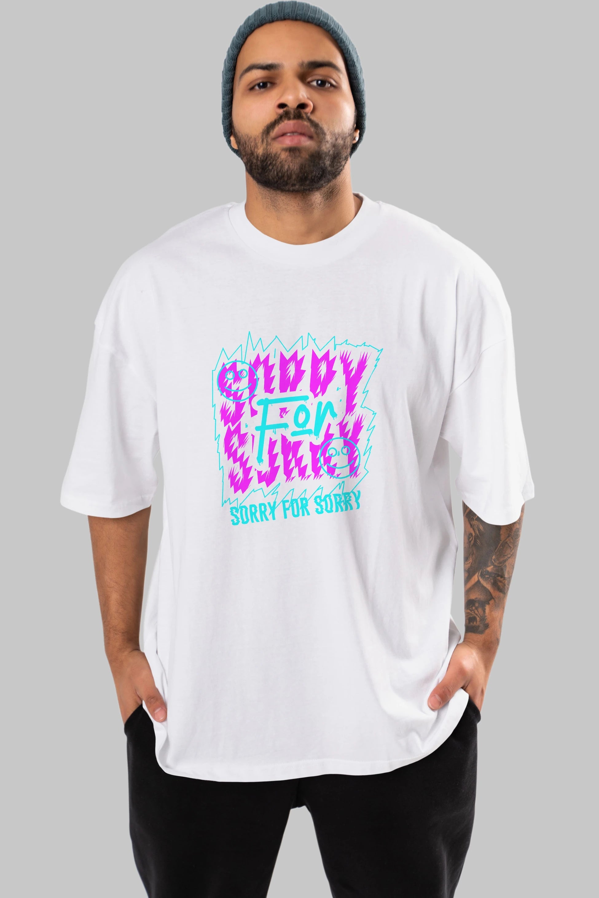 Sorry for Sorry Ön Baskılı Oversize t-shirt Erkek Kadın Unisex