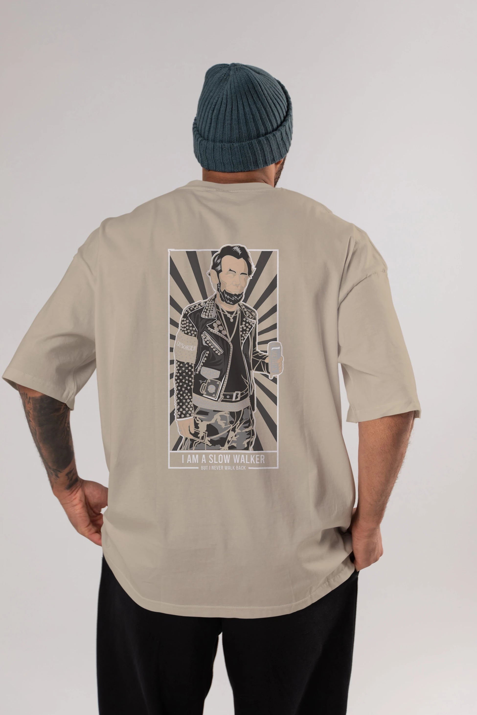 Lincoln Street Punk Arka Baskılı Oversize t-shirt Erkek Kadın Unisex %100 Pamuk tişort