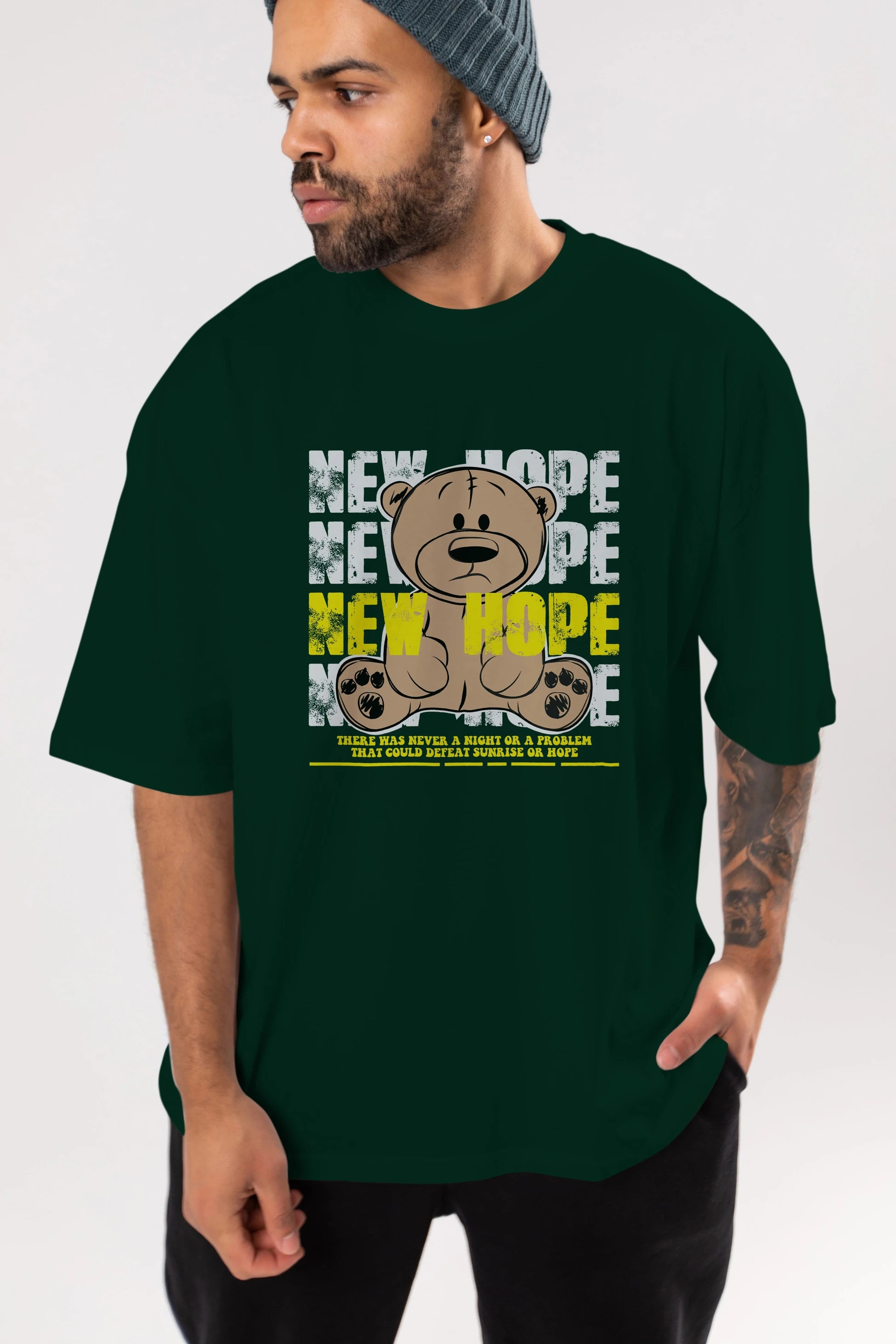 Teddy Bear New Hope Ön Baskılı Oversize t-shirt Erkek Kadın Unisex