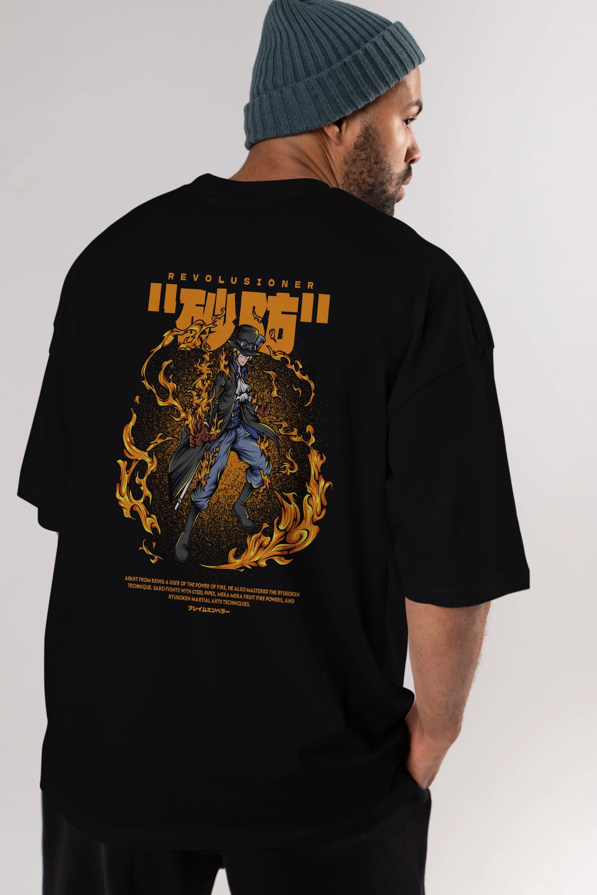 Revolusioner Sabo Anime Arka Baskılı Oversize t-shirt Erkek Kadın Unisex