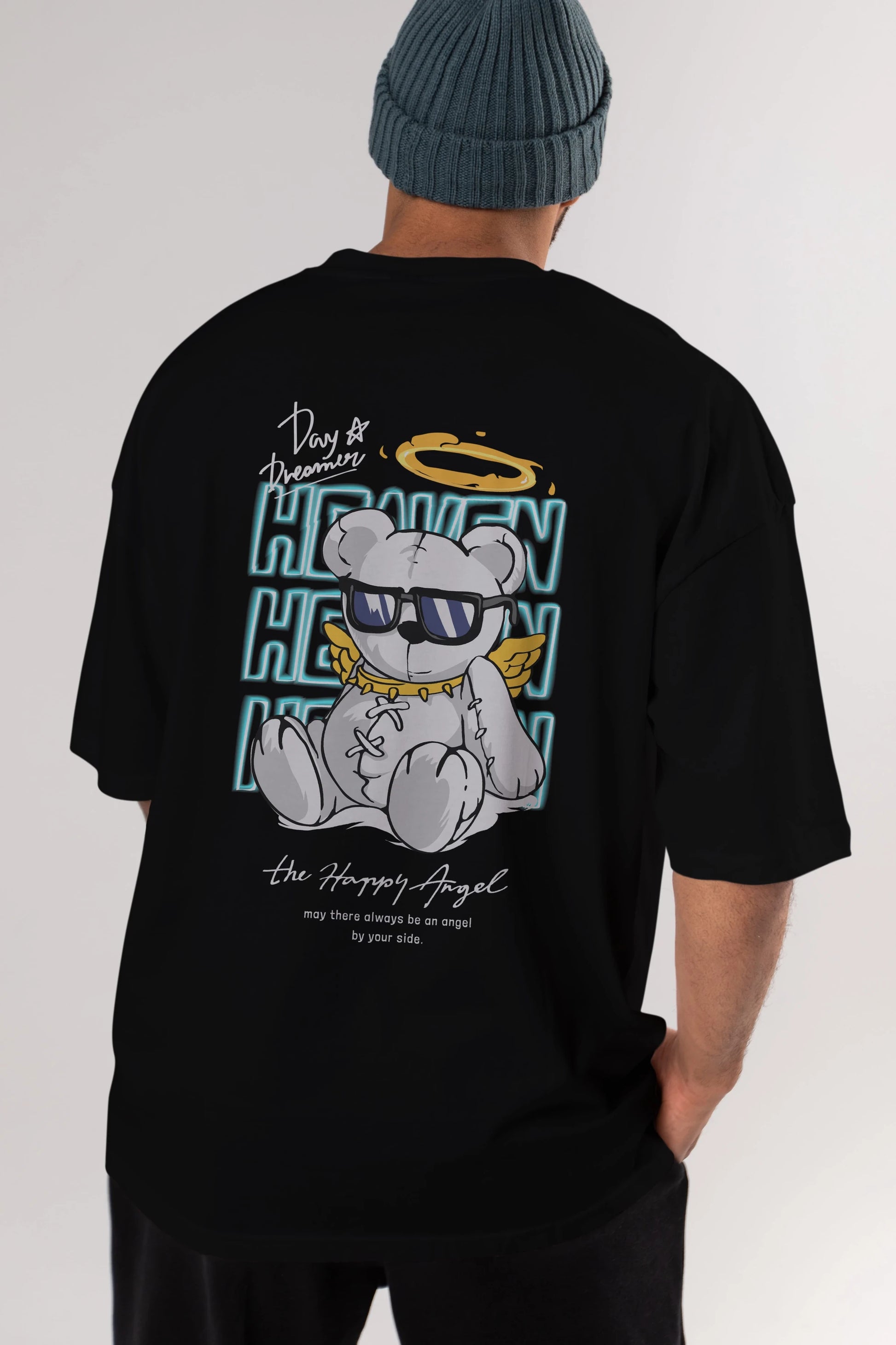 Heaven Bear Arka Baskılı Oversize t-shirt Erkek Kadın Unisex