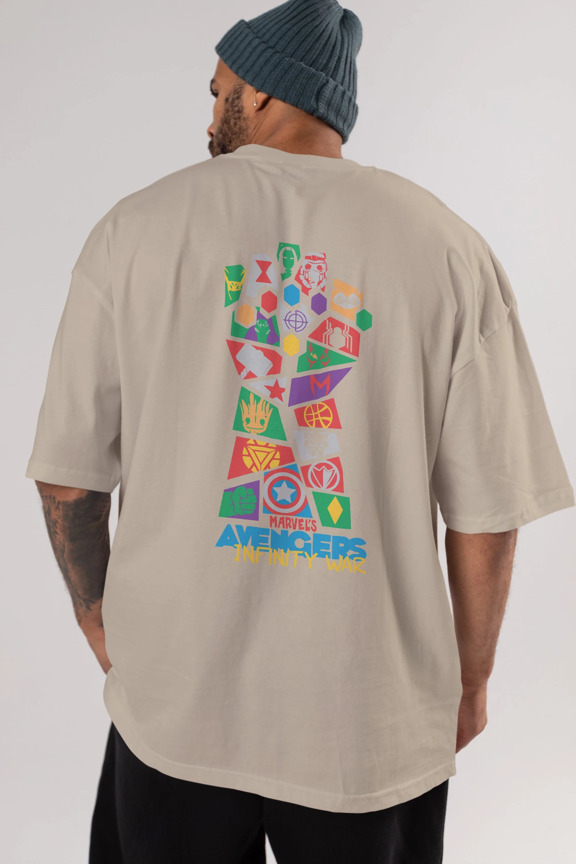 The Avengers Arka Baskılı Oversize t-shirt Erkek Kadın Unisex %100 Pamuk Bisiklet Yaka tişort