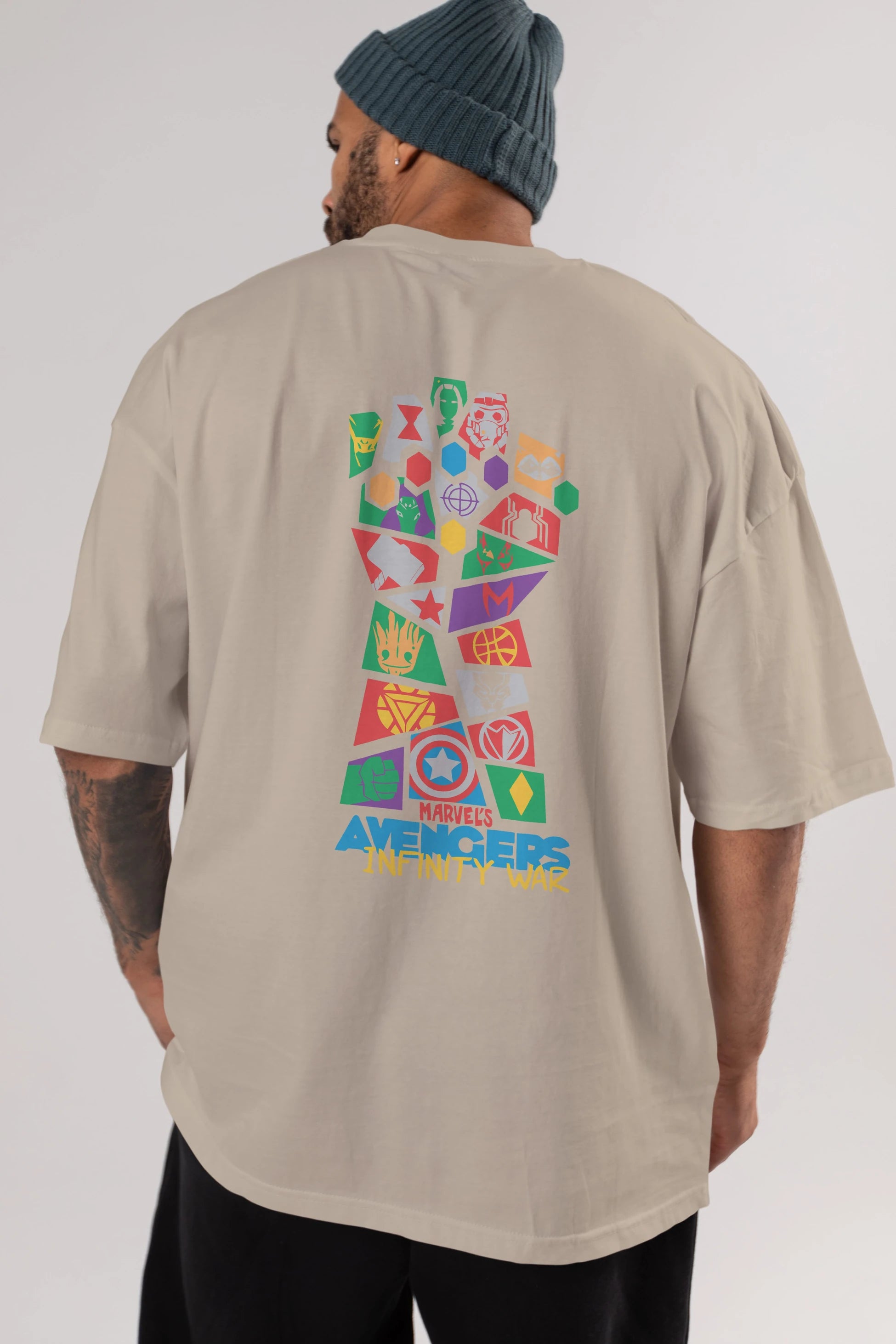 The Avengers Arka Baskılı Oversize t-shirt Erkek Kadın Unisex %100 Pamuk Bisiklet Yaka tişort