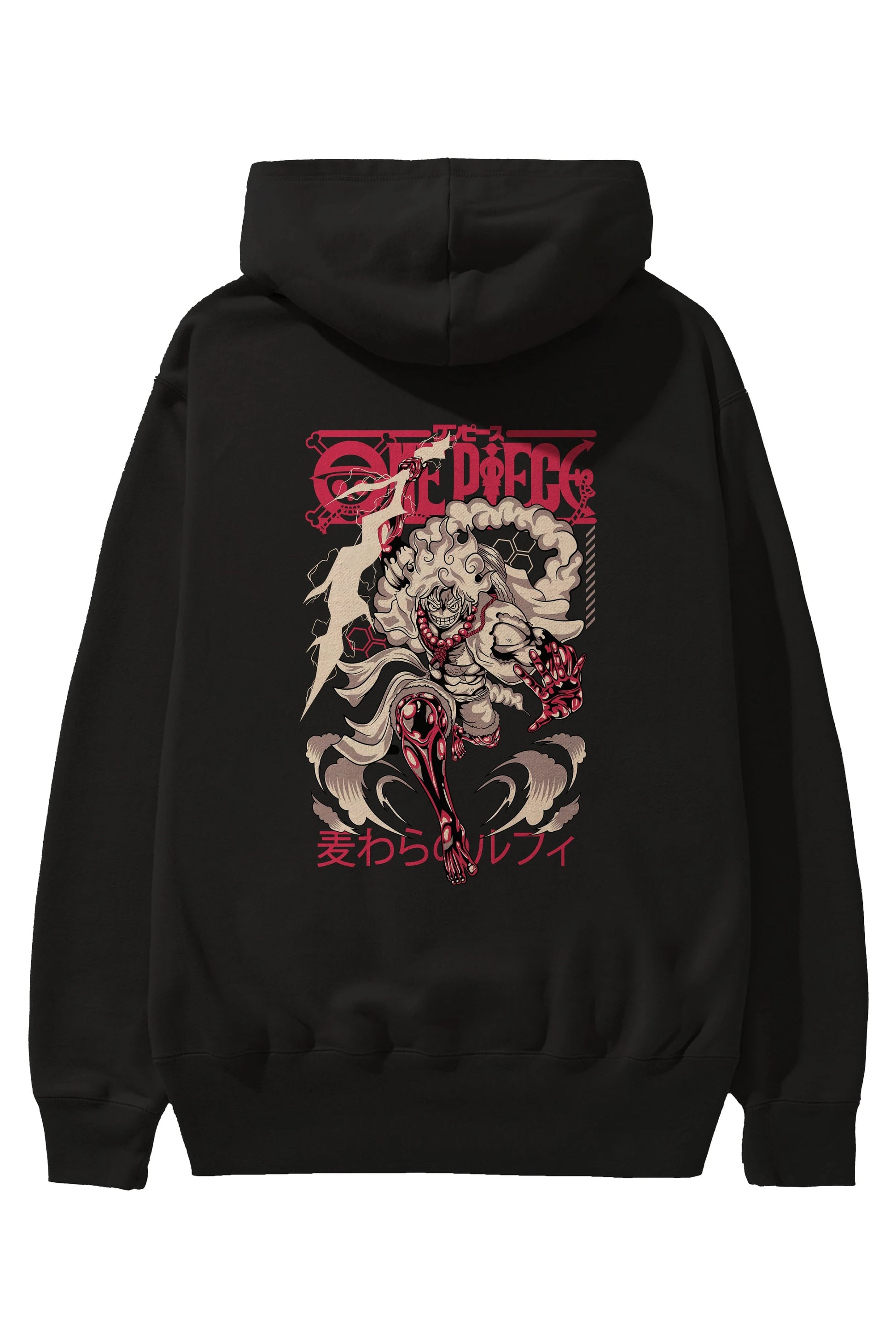 MONKEY D. LUFF-ONE PIECE 1 Anime Arka Baskılı Hoodie Oversize Kapüşonlu Sweatshirt Erkek Kadın Unisex