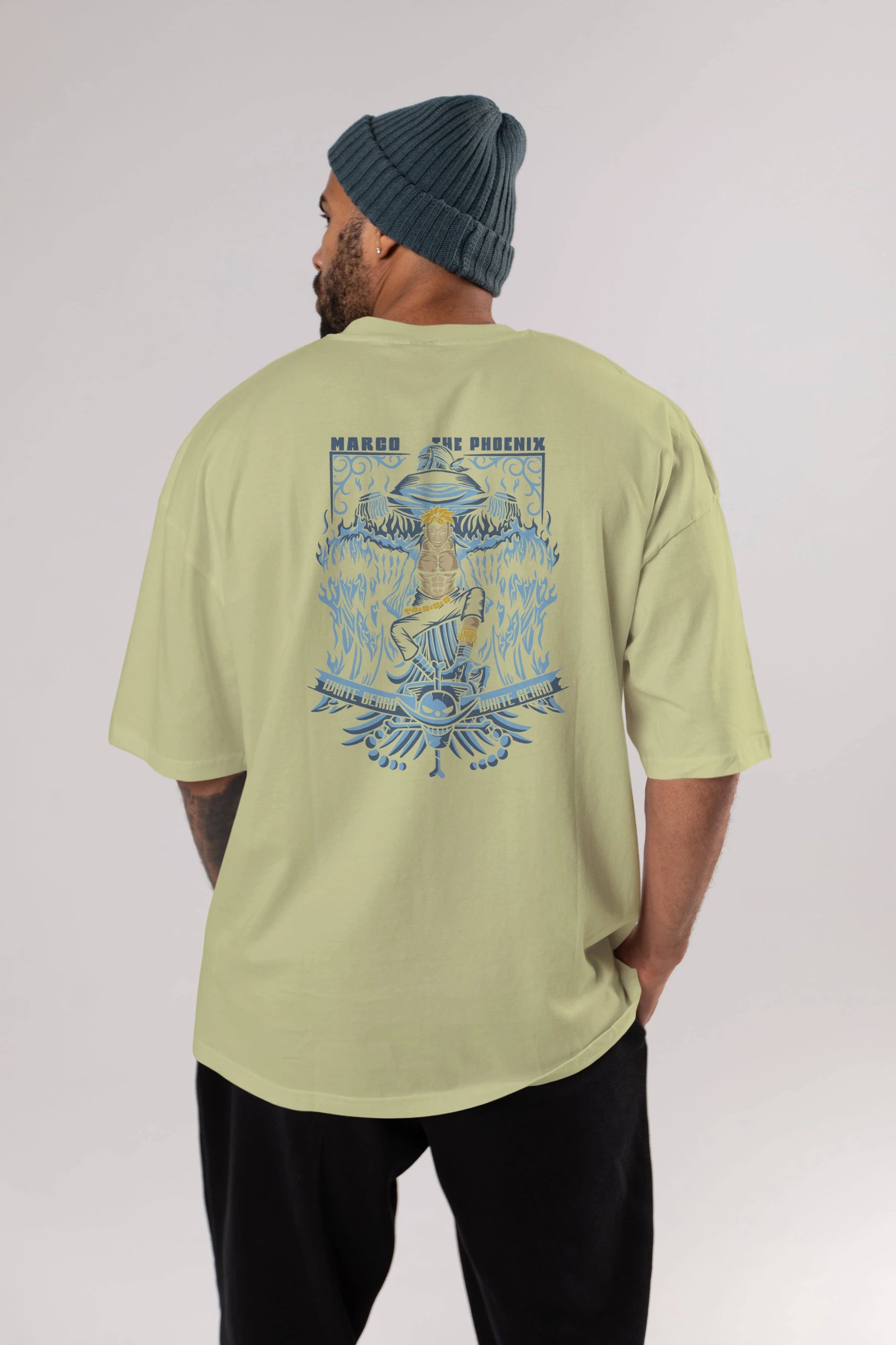 MARCO EL FENIX One Piece Anime Arka Baskılı Oversize t-shirt Erkek Kadın Unisex