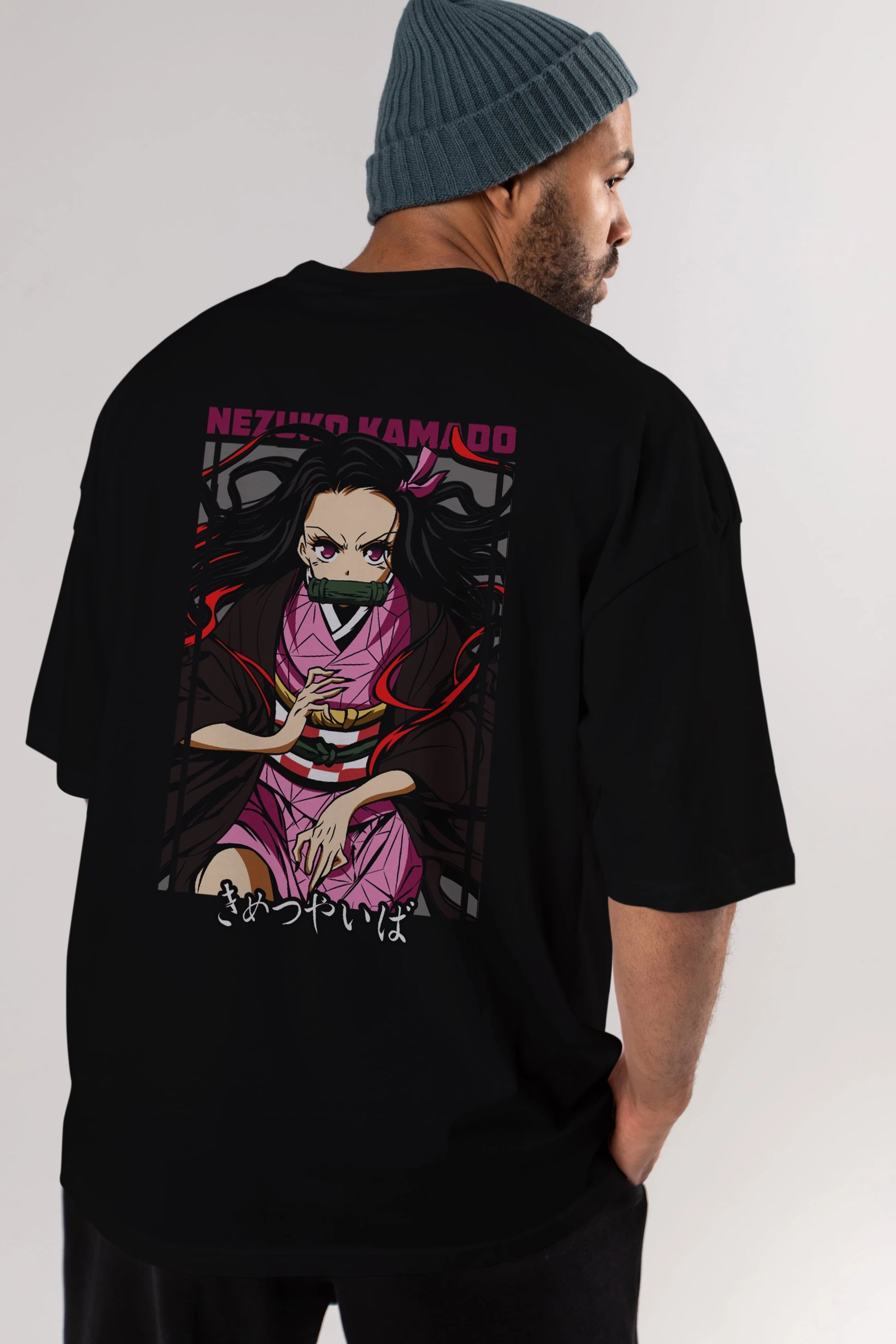 Nezuko Kamado 1 Anime Arka Baskılı Oversize t-shirt Erkek Kadın Unisex