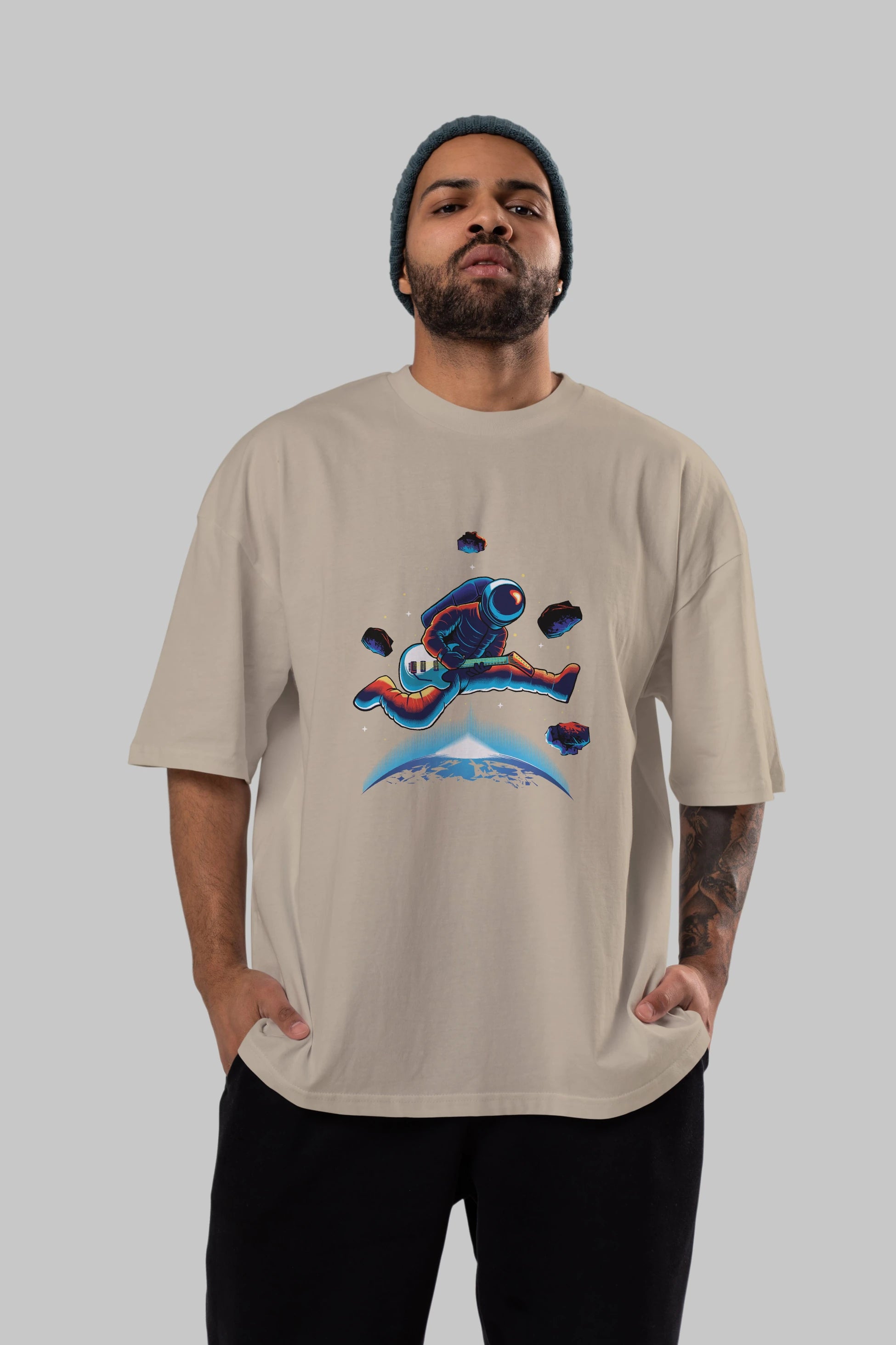 Astroguitar Ön Baskılı Oversize t-shirt Erkek Kadın Unisex