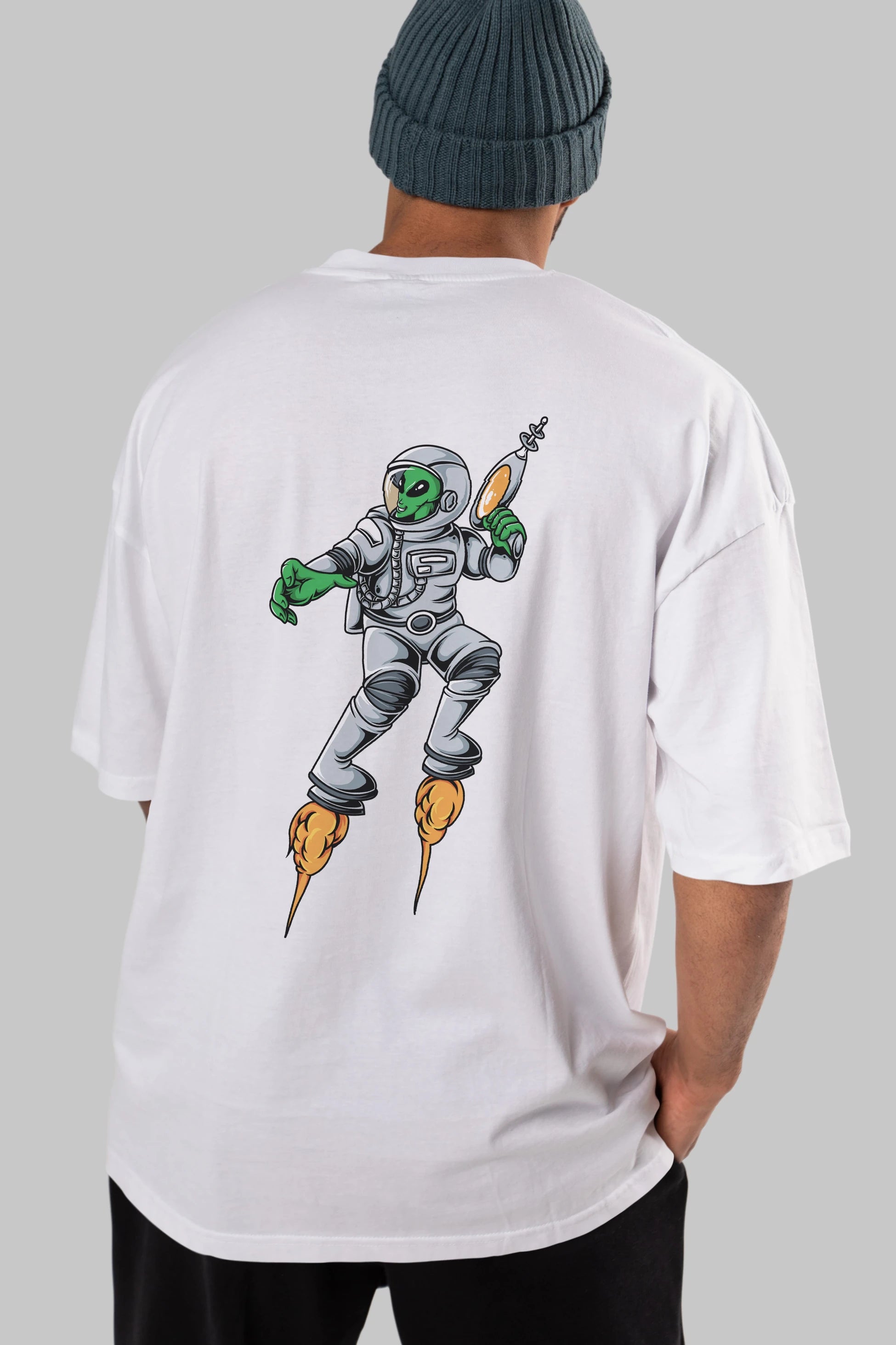Alien Wars Arka Baskılı Oversize t-shirt Erkek Kadın Unisex