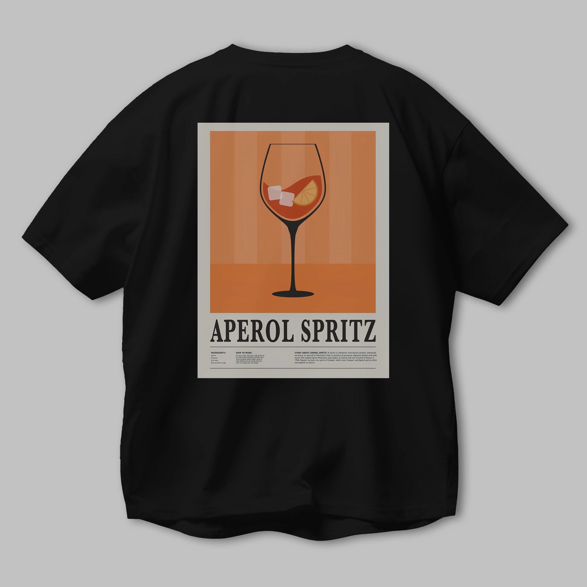 Aperol Spritz 8 Arka Baskılı Oversize t-shirt Erkek Kadın Unisex %100 Pamuk Bisiklet Yaka tişort