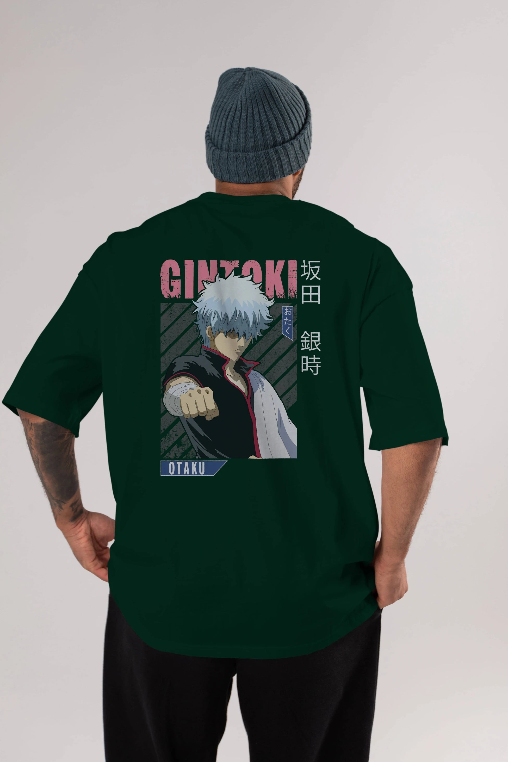 Gintoki Sakata GINTAMA 2 Anime Arka Baskılı Oversize t-shirt Erkek Kadın Unisex
