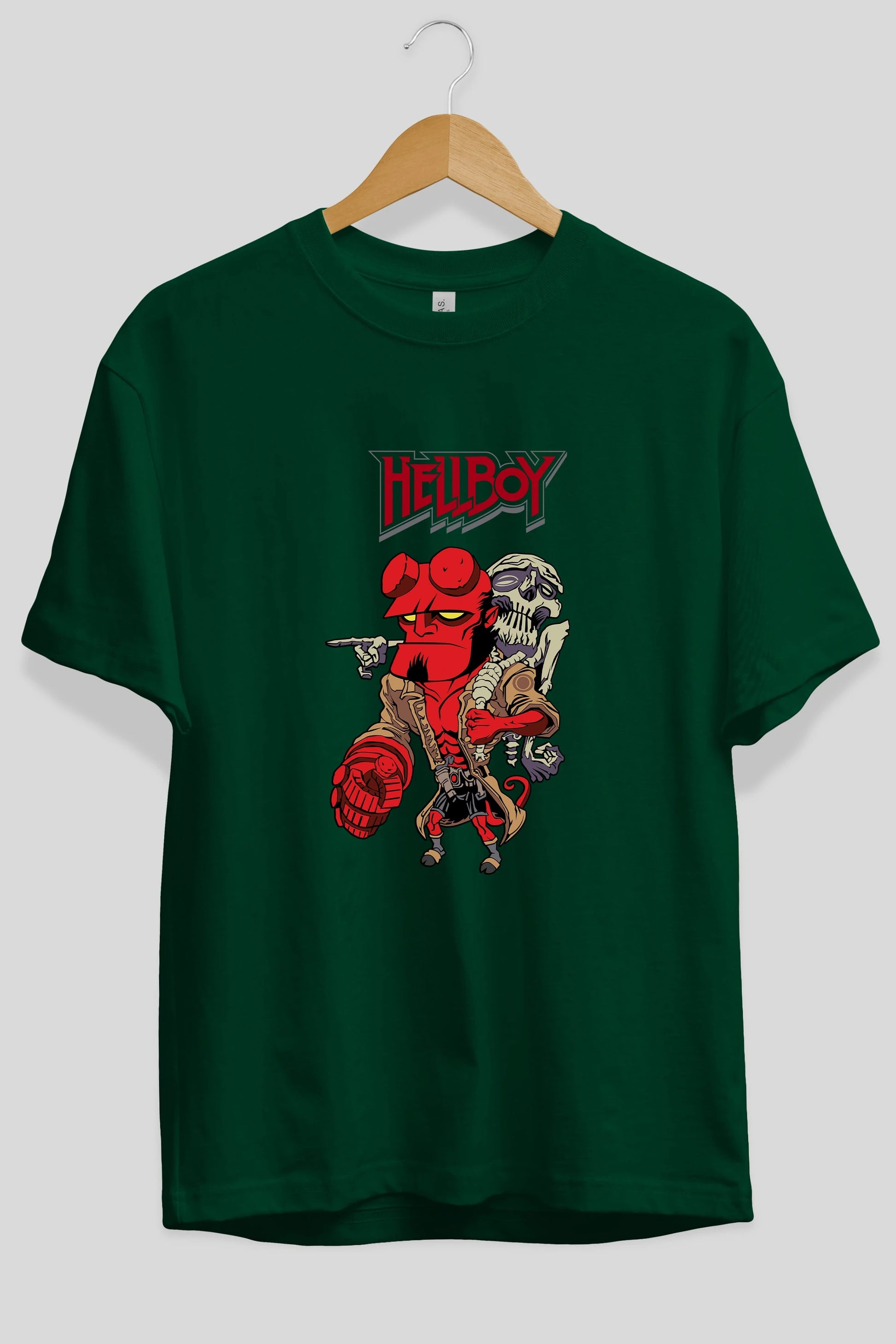 Hellboy (2) Ön Baskılı Oversize t-shirt Erkek Kadın Unisex %100 Pamuk Bisiklet Yaka tişort