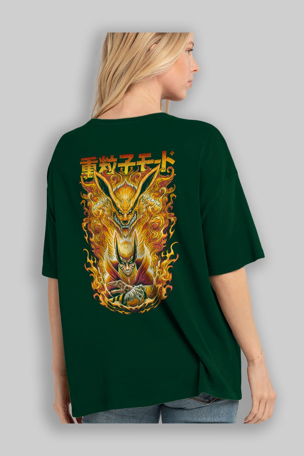 NARUTO KYUUBI 1 Anime Arka Baskılı Oversize t-shirt Erkek Kadın Unisex