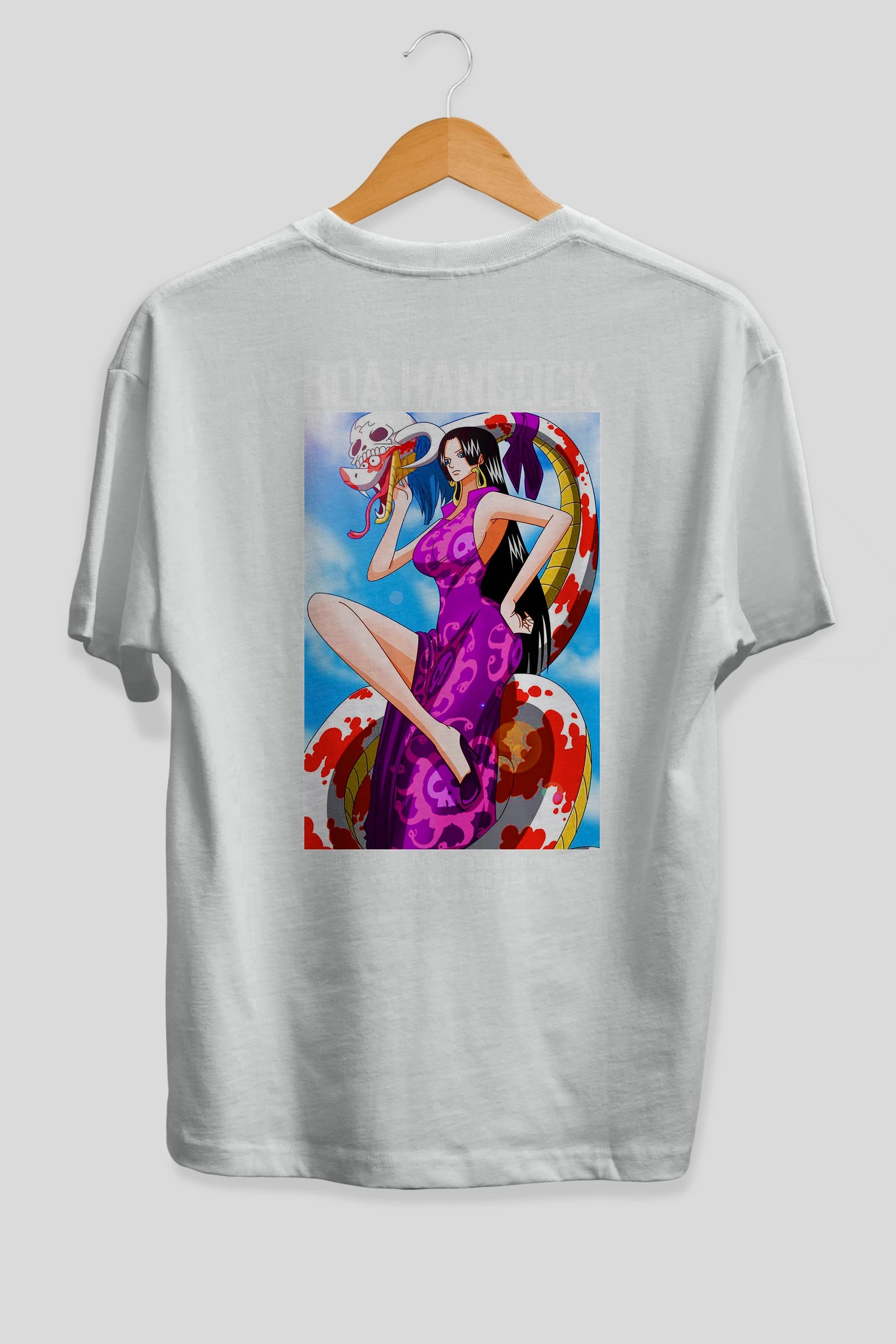 Boa Hancock Anime Arka Baskılı Oversize t-shirt Erkek Kadın Unisex %100 pamuk tişort