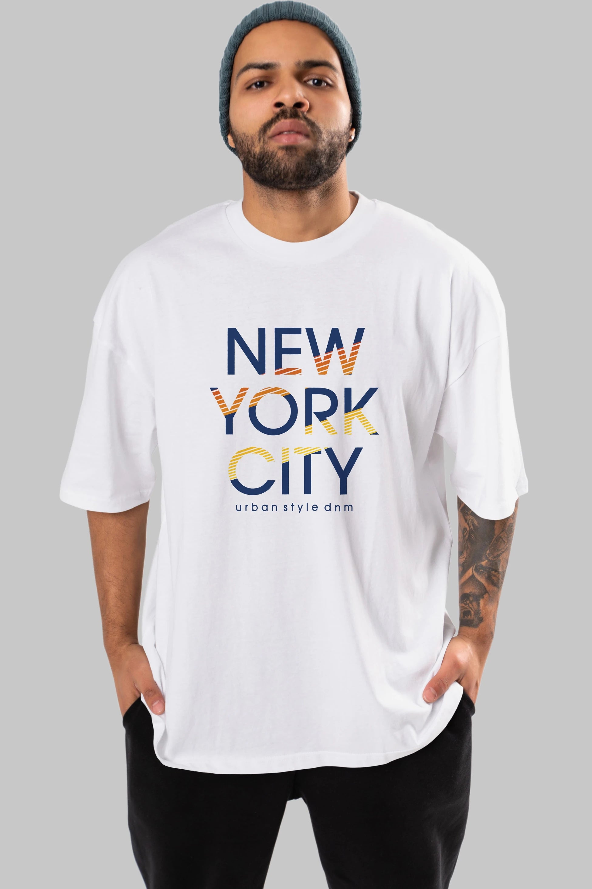 New York City Style Ön Baskılı Oversize t-shirt Erkek Kadın Unisex