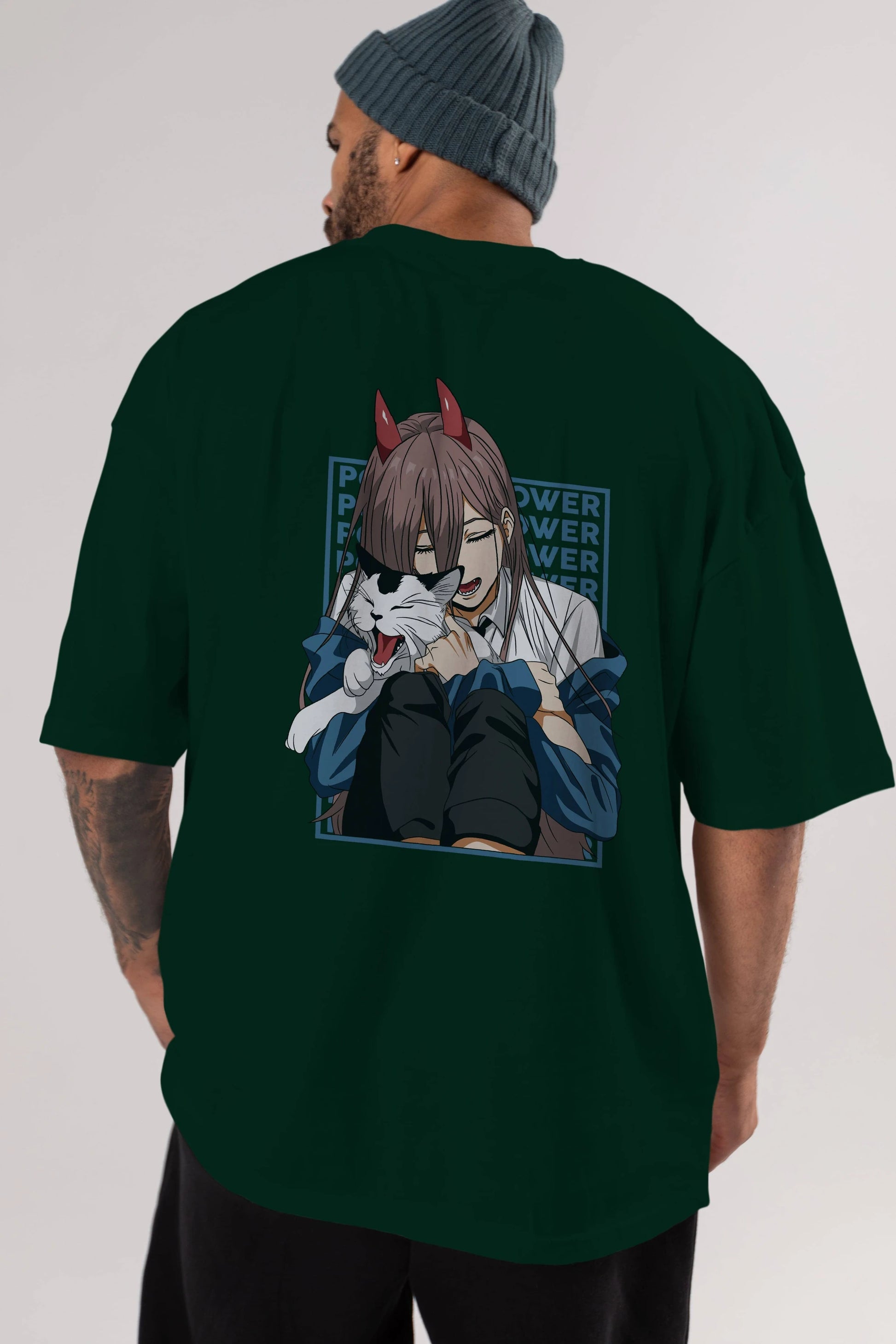 POWER CHAINSAWMAN Anime Arka Baskılı Oversize t-shirt Erkek Kadın Unisex