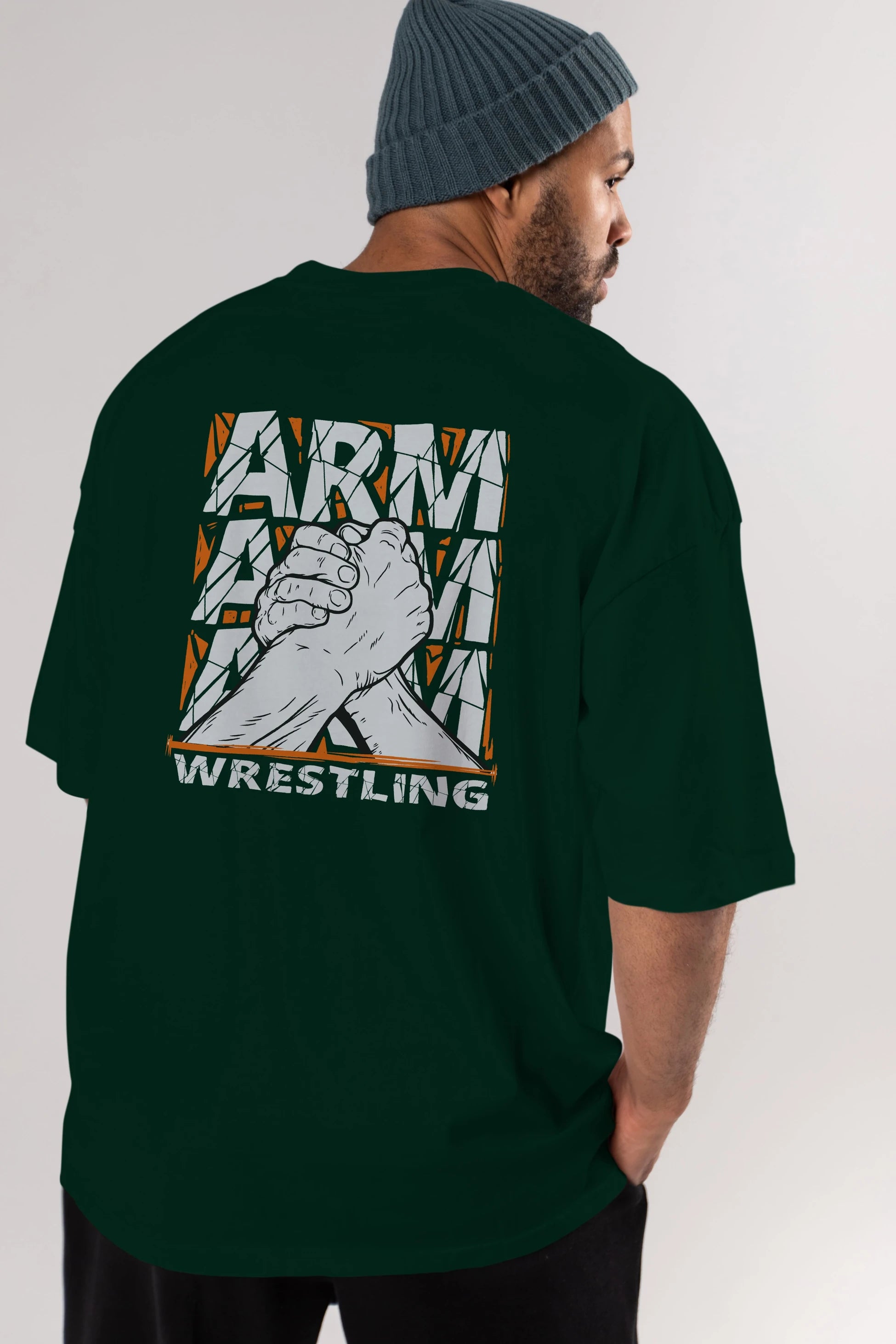 Arm Wrestling Arka Baskılı Oversize t-shirt Erkek Kadın Unisex