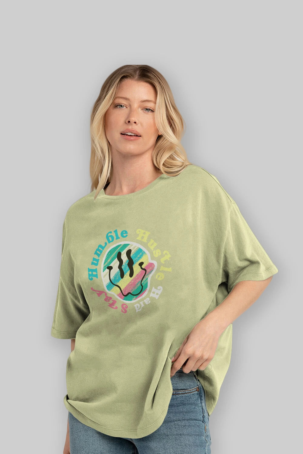 Stay Humble 2 Ön Baskılı Oversize t-shirt Erkek Kadın Unisex