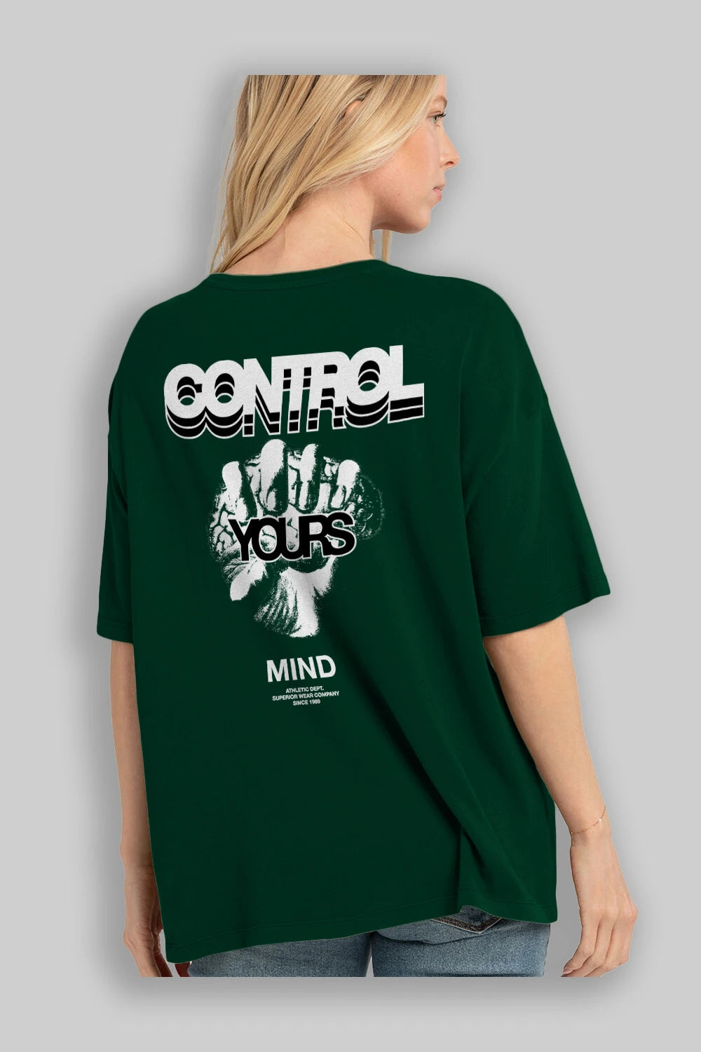 Control Your Mind Arka Baskılı Oversize t-shirt Erkek Kadın Unisex