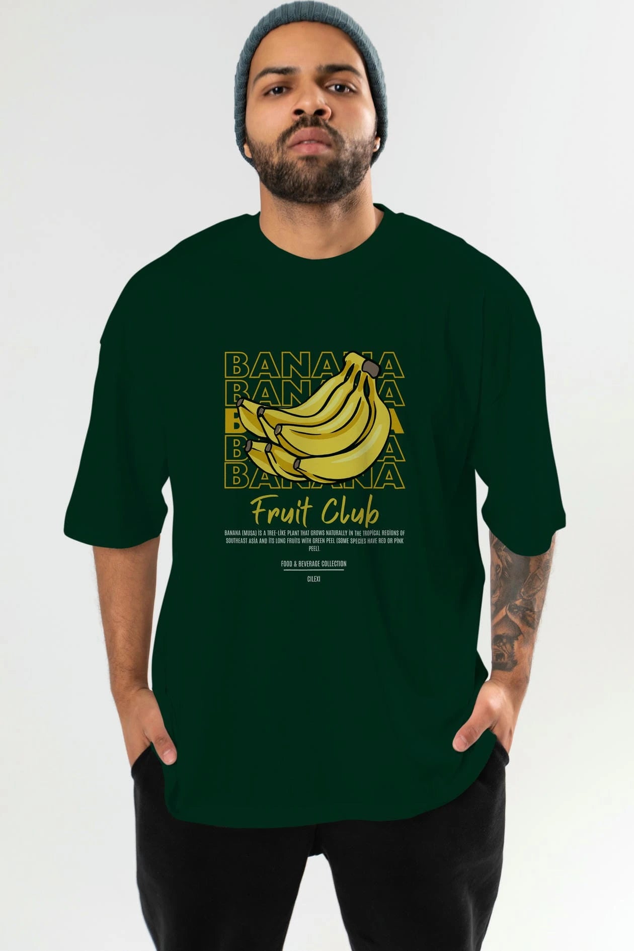 Banana Ön Baskılı Oversize t-shirt Erkek Kadın Pamuk Bisiklet Yaka tişort