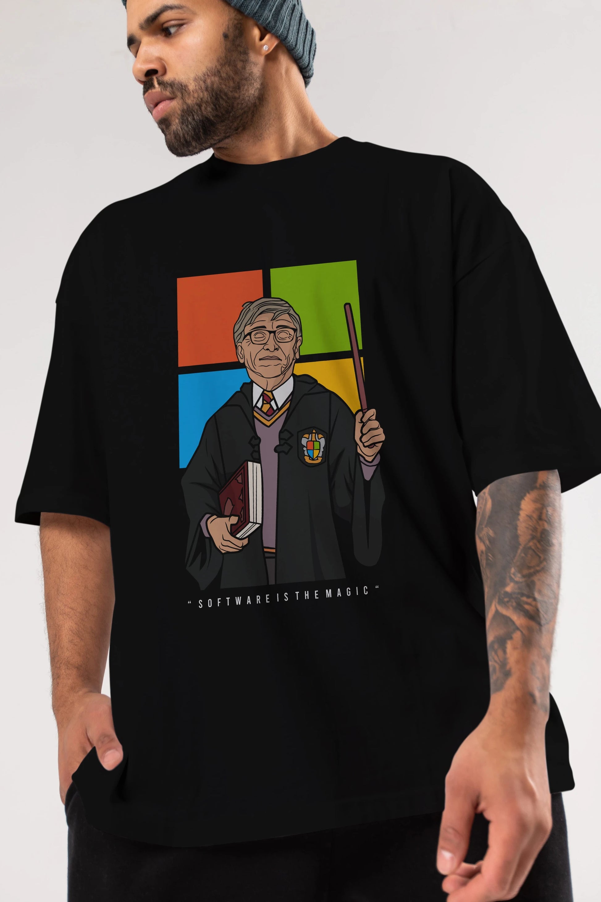 Harry Potter Gates Ön Baskılı Oversize t-shirt Erkek Kadın Unisex %100 Pamuk tişort