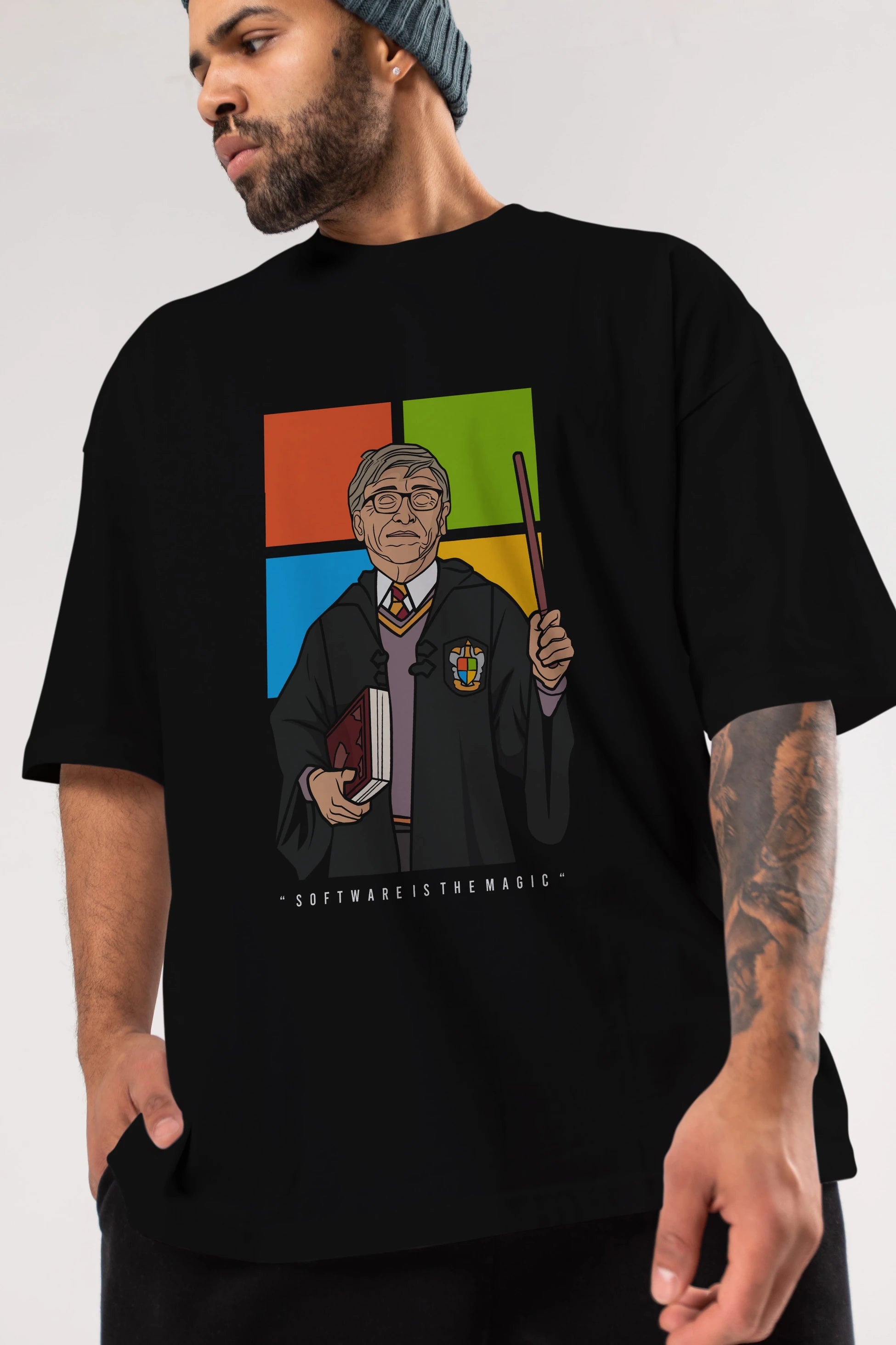 Harry Potter Gates Ön Baskılı Oversize t-shirt Erkek Kadın Unisex %100 Pamuk tişort