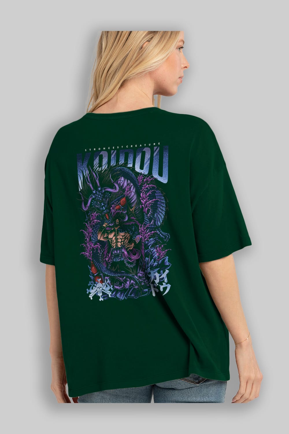 KAIDOU ONE PIECE Anime Arka Baskılı Oversize t-shirt Erkek Kadın Unisex