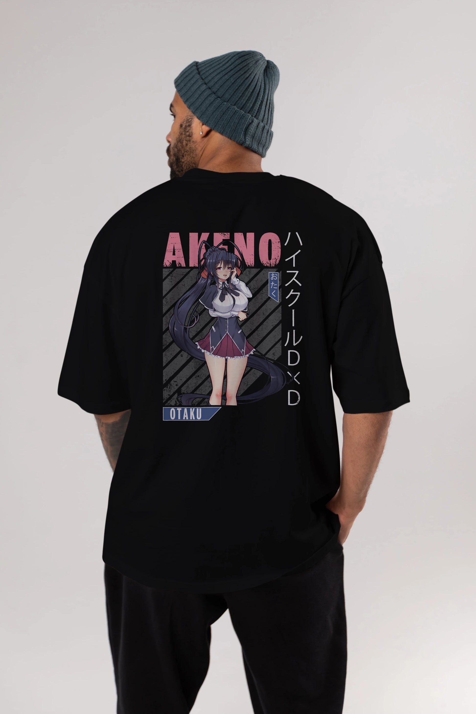 Akeno Himejima 4 Anime Arka Baskılı Oversize t-shirt Erkek Kadın Unisex