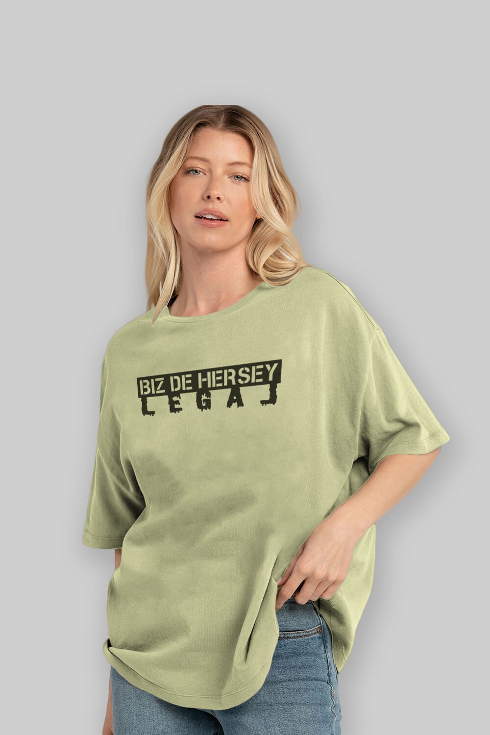 Biz De Herşey Legal Ön Baskılı Oversize t-shirt %100 pamuk Erkek Kadın Unisex