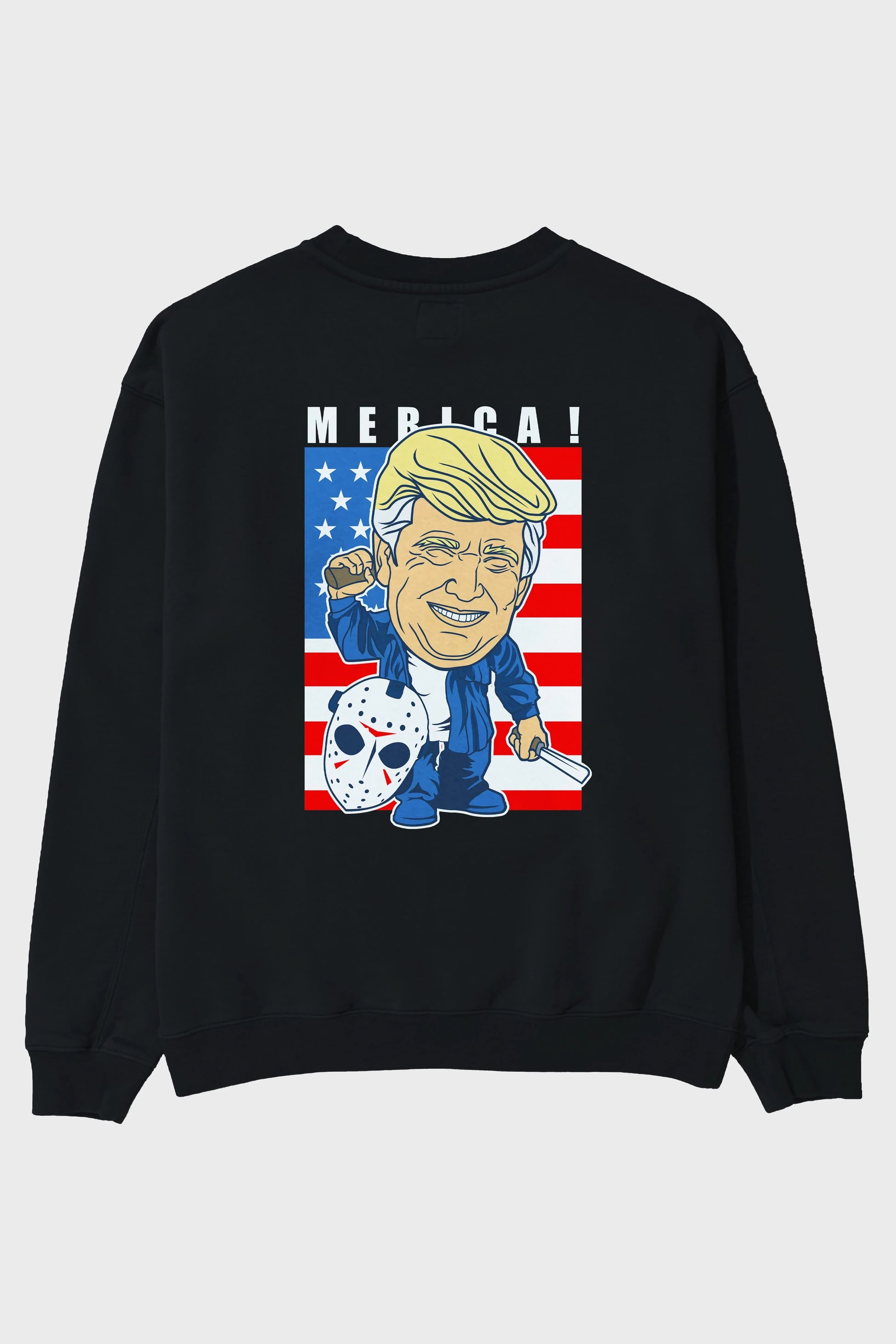 Jason Voorhess Trump Arka Baskılı Oversize Sweatshirt Erkek Kadın Unisex