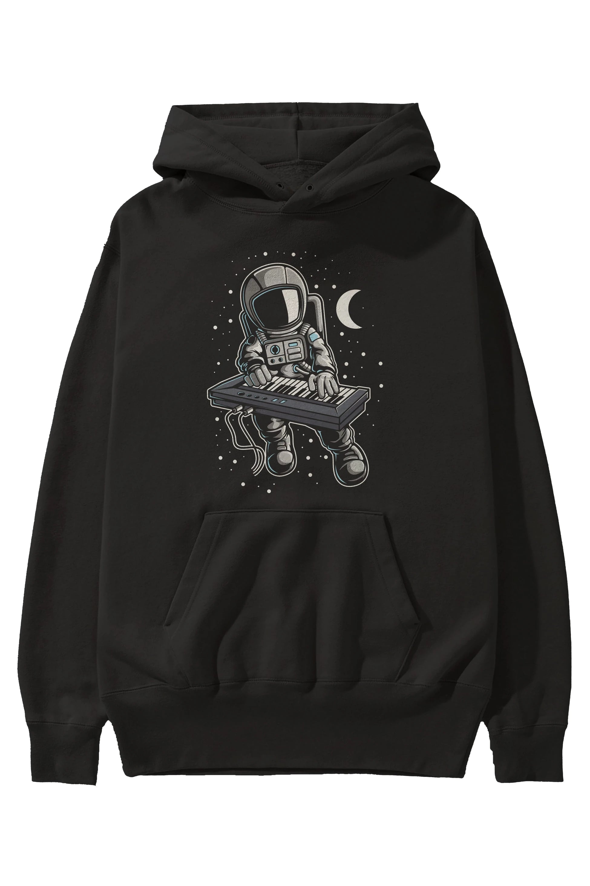 Astronaut Keyboard (2) Ön Baskılı Hoodie Oversize Kapüşonlu Sweatshirt Erkek Kadın Unisex