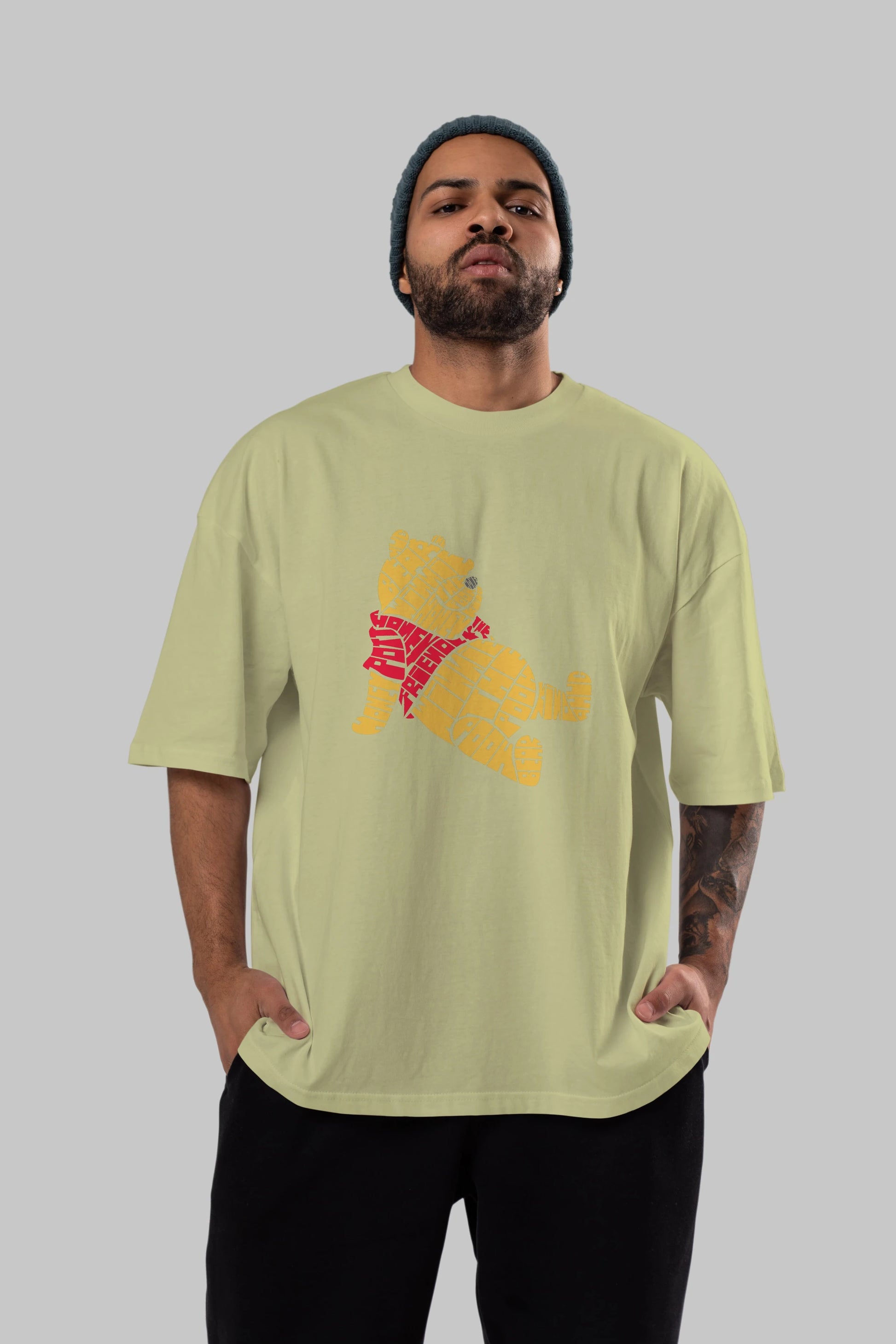 Winnie The Pooh Ön Baskılı Oversize t-shirt %100 pamuk Erkek Kadın Unisex