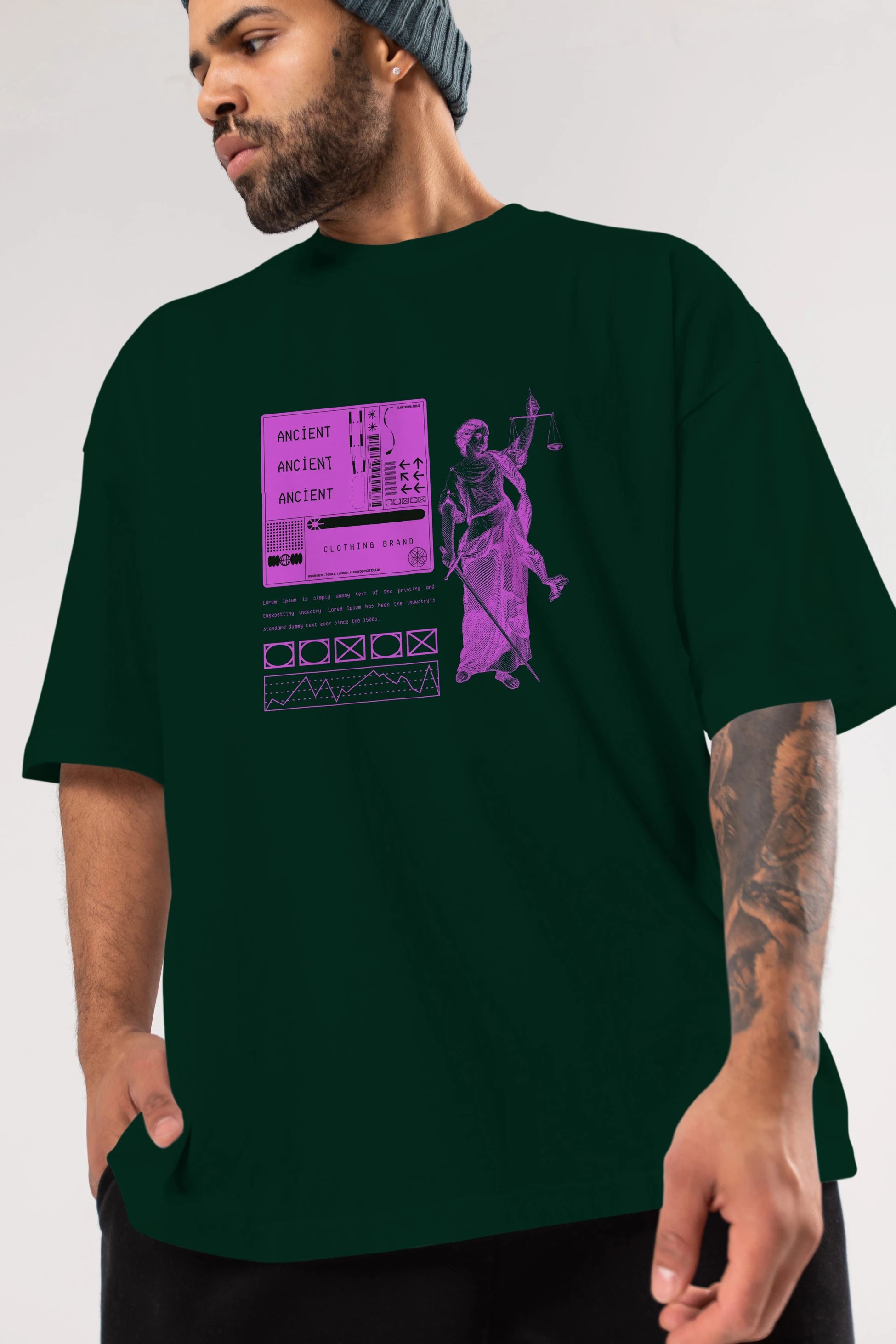 Ancient Streetwear Ön Baskılı Oversize t-shirt Erkek Kadın Unisex