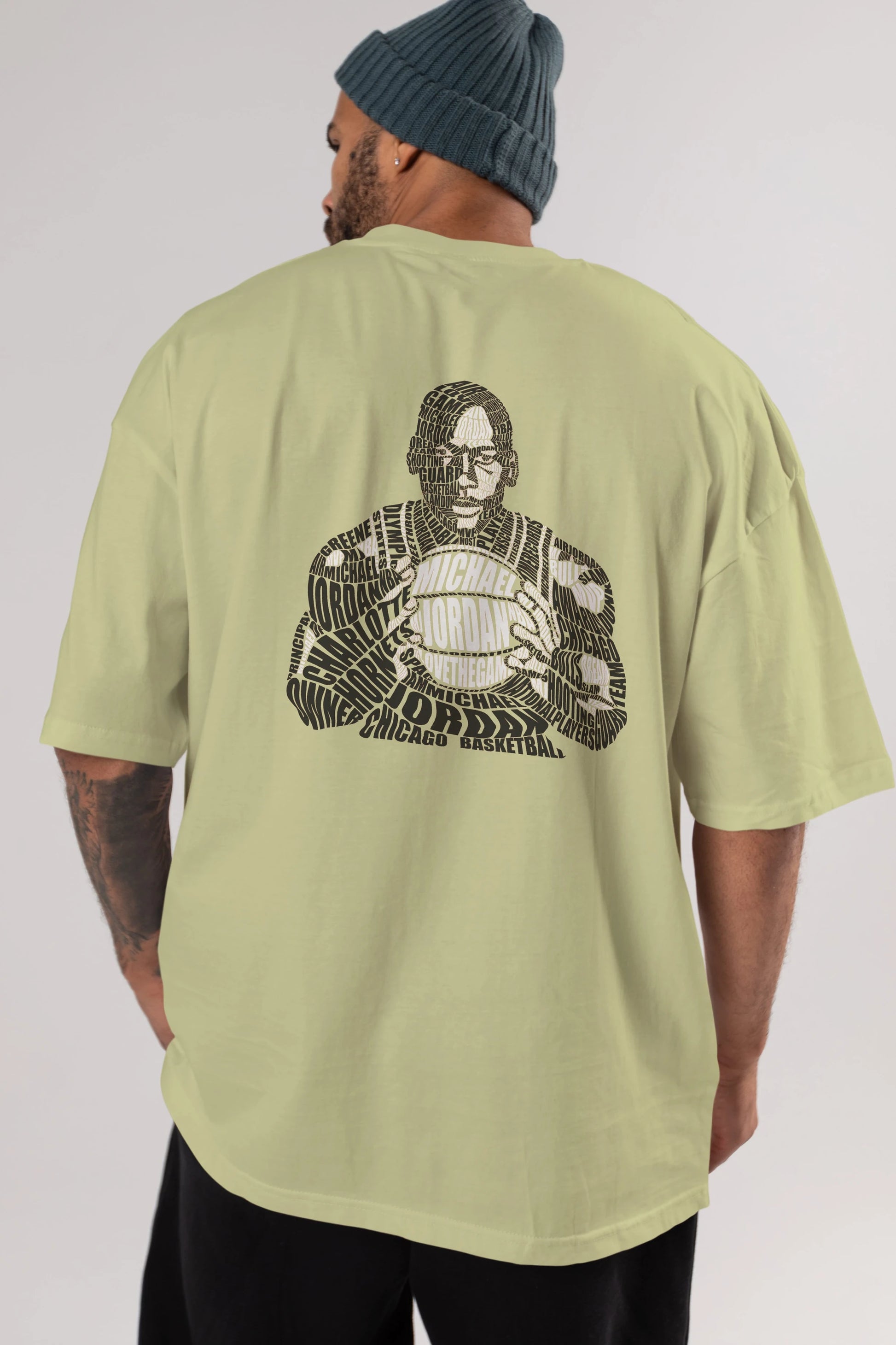 Michael Jordan Calligram Arka Baskılı Oversize t-shirt %100 pamuk Erkek Kadın Unisex