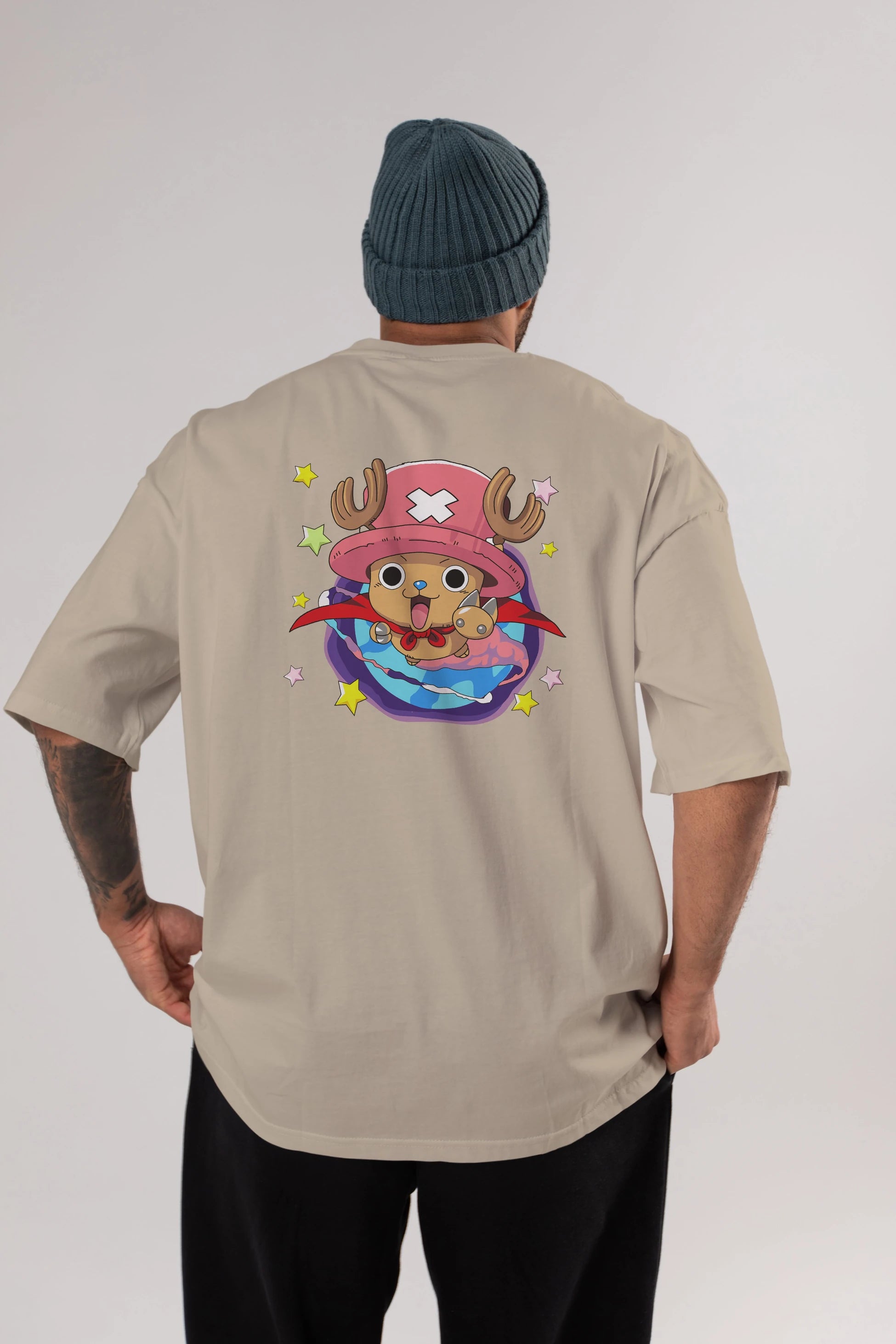 Tony Tony Chopper Anime Arka Baskılı Oversize t-shirt Erkek Kadın Unisex %100 pamuk tişort