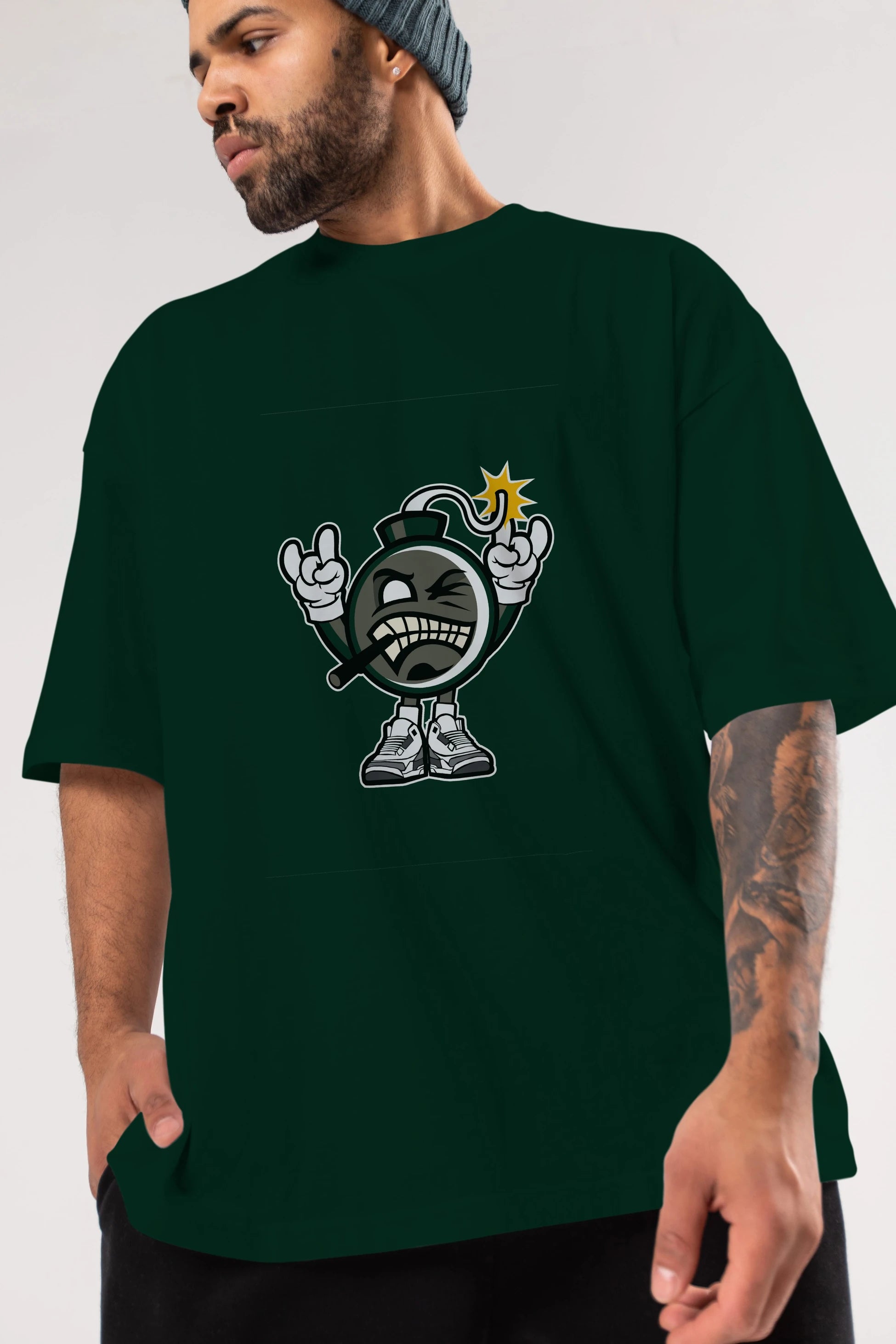 Evil Bomb Ön Baskılı Oversize t-shirt Erkek Kadın Unisex %100 Pamuk tişort