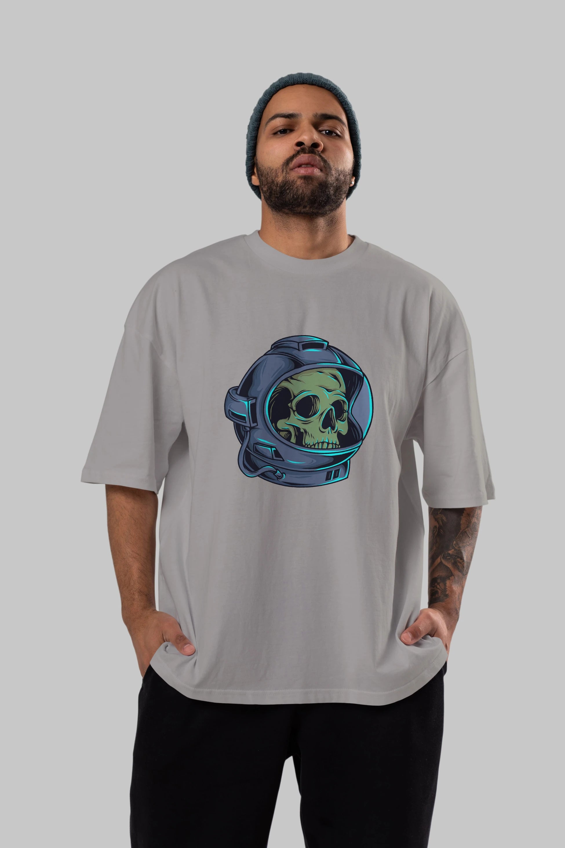 Astroskull Ön Baskılı Oversize t-shirt Erkek Kadın Unisex