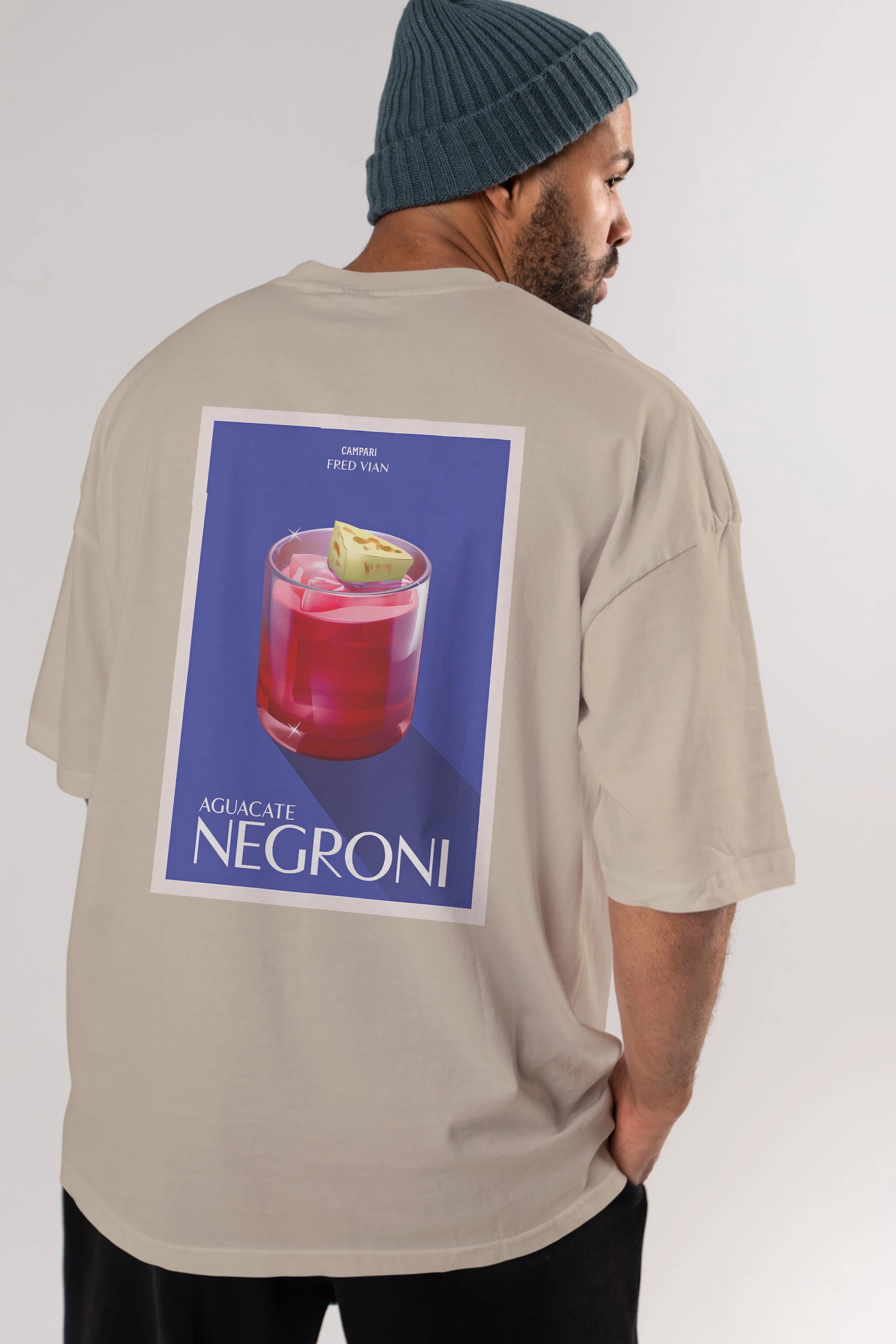 Aguacate Negroni Arka Baskılı Oversize t-shirt Erkek Kadın Unisex %100 Pamuk Bisiklet Yaka tişort