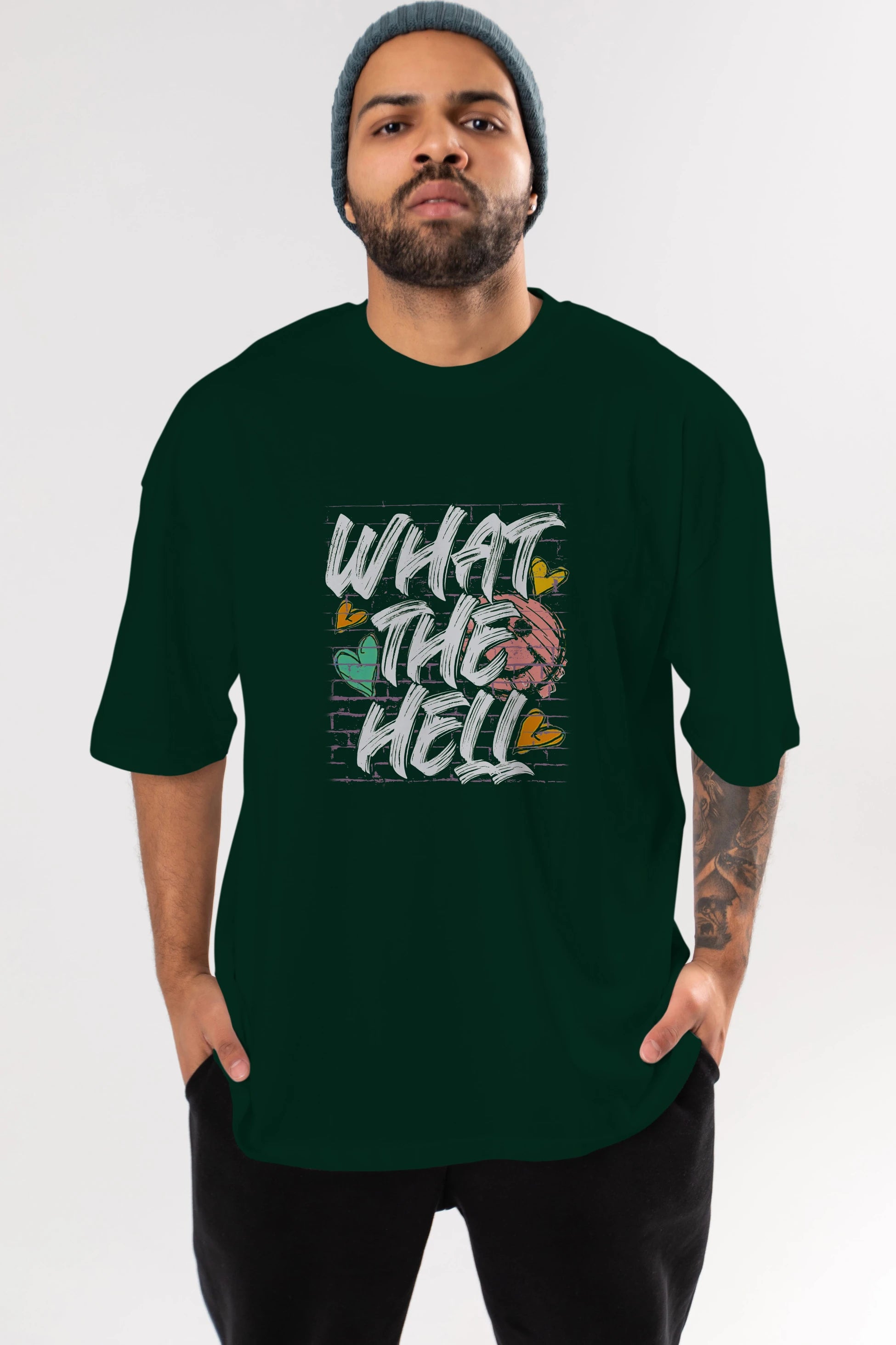 What The Hell Ön Baskılı Oversize t-shirt Erkek Kadın Unisex