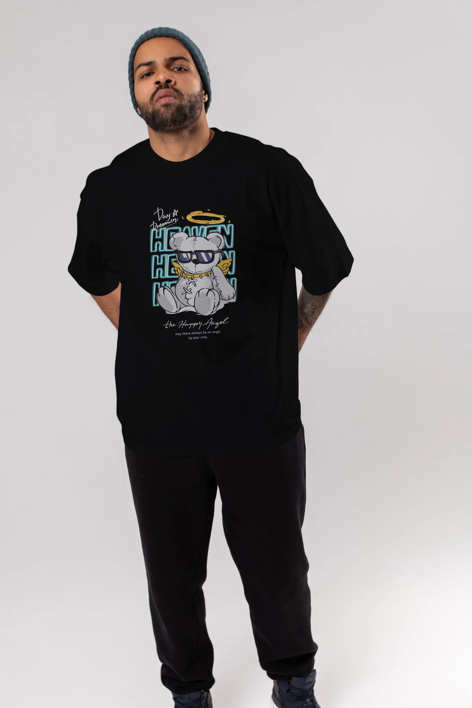 Heaven Bear Ön Baskılı Oversize t-shirt Erkek Kadın Unisex