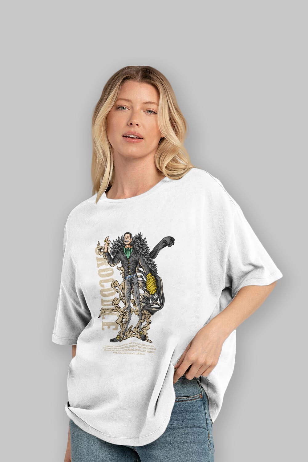 Crocodile Anime Ön Baskılı Oversize t-shirt %100 pamuk Erkek Kadın Unisex