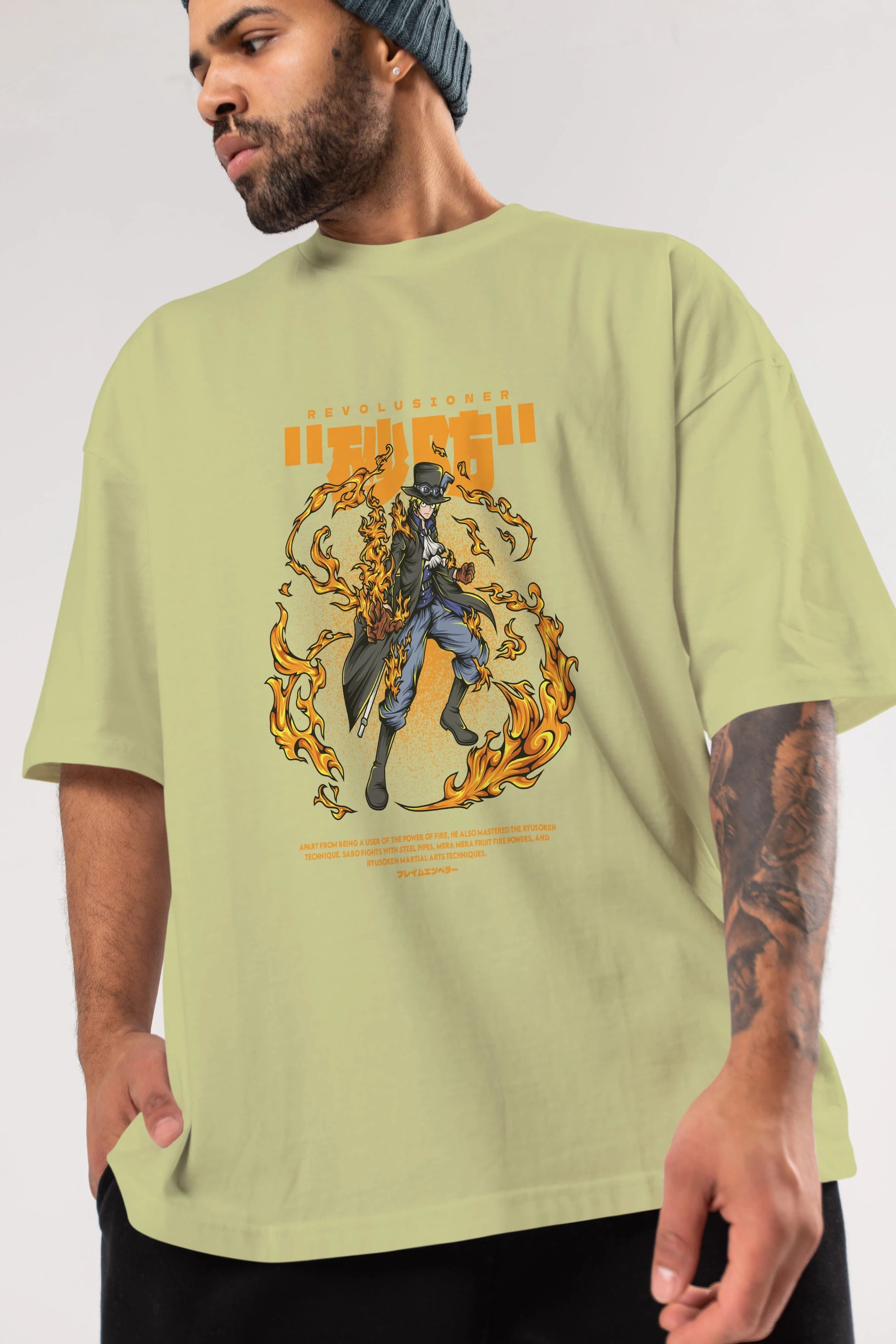 Revolusioner Sabo Anime Ön Baskılı Oversize t-shirt %100 pamuk Erkek Kadın Unisex