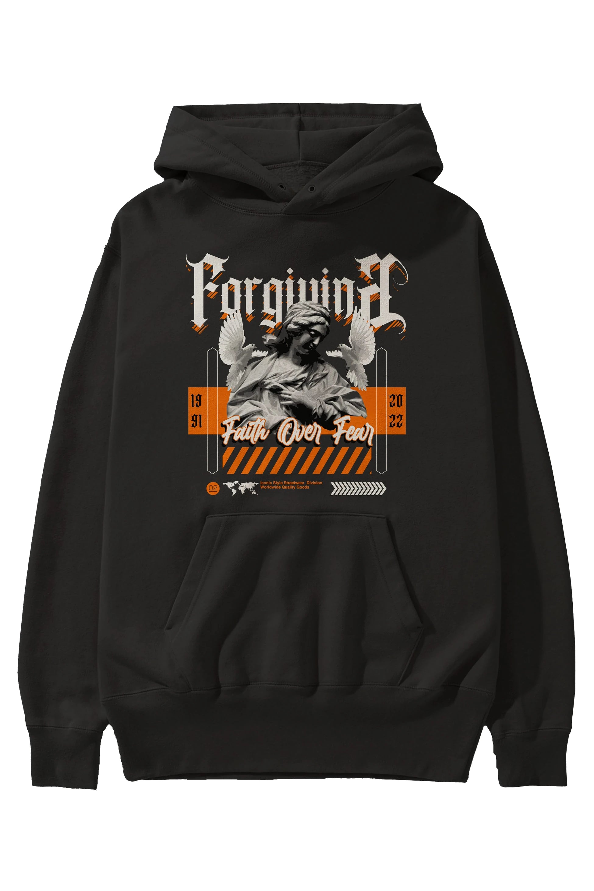 Faith Over Fear 2 Ön Baskılı Hoodie Oversize Kapüşonlu Sweatshirt Erkek Kadın Unisex