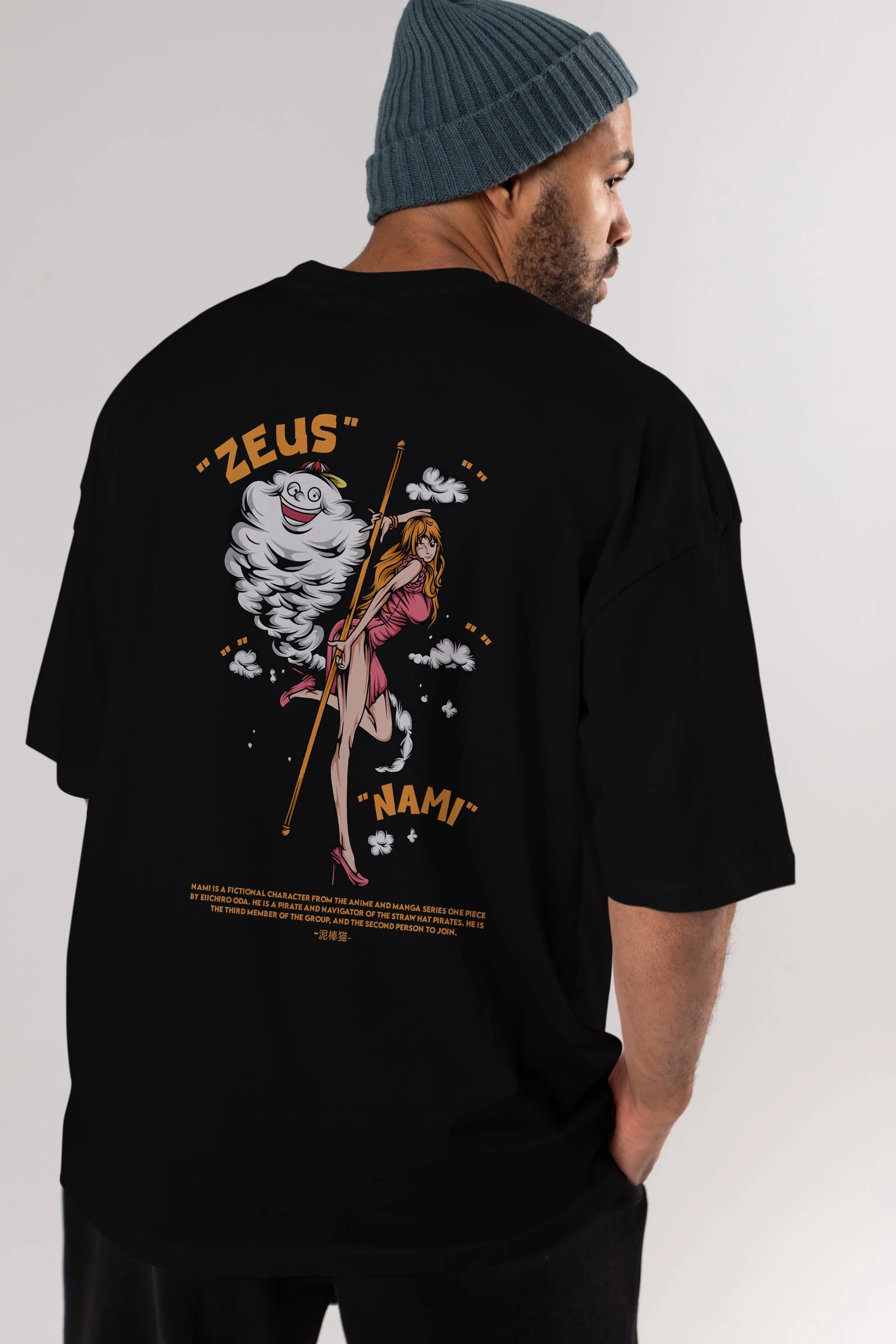 Zeus Nami Anime Arka Baskılı Oversize t-shirt Erkek Kadın Unisex